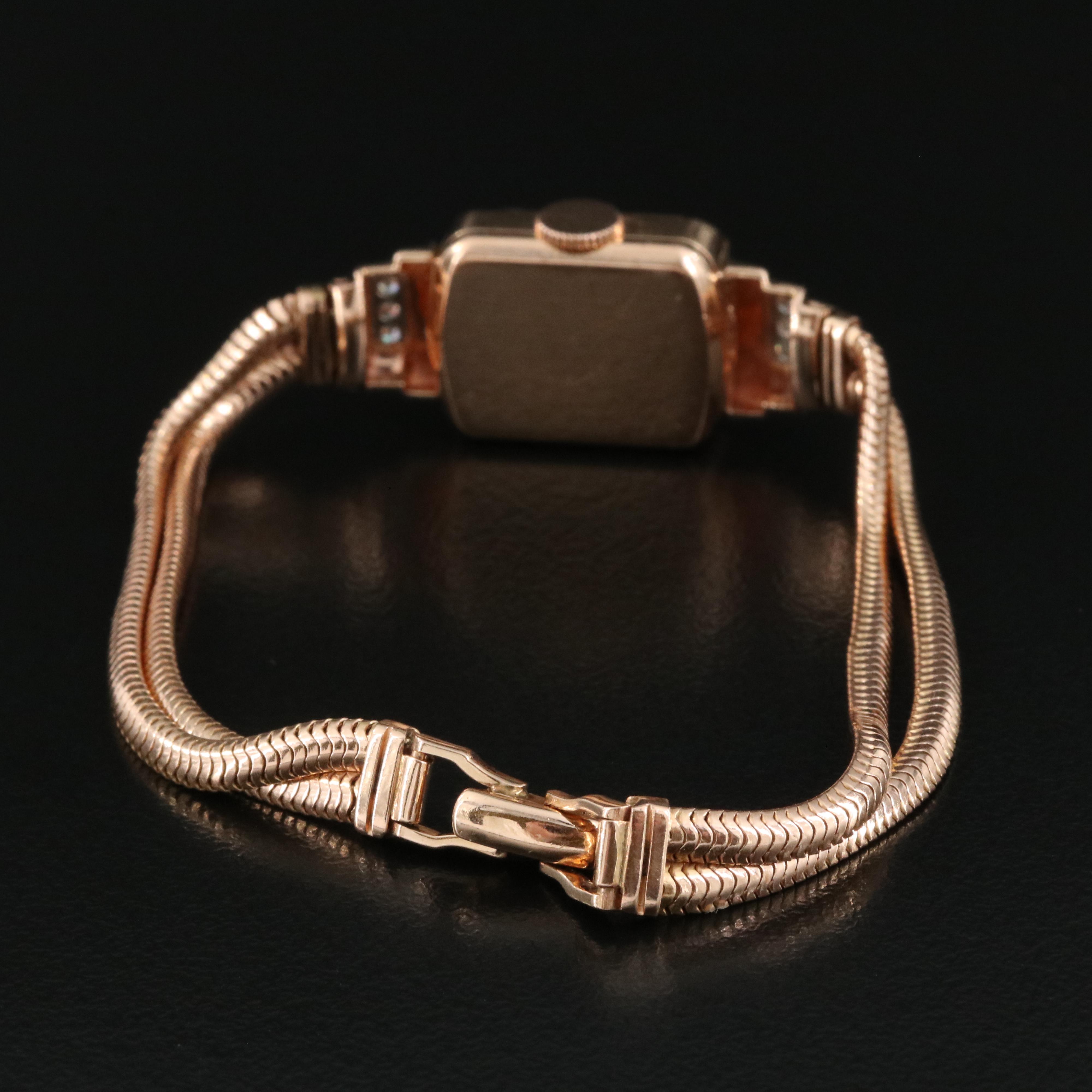 Vintage Caldwell 14K Rose Gold Diamond Watch