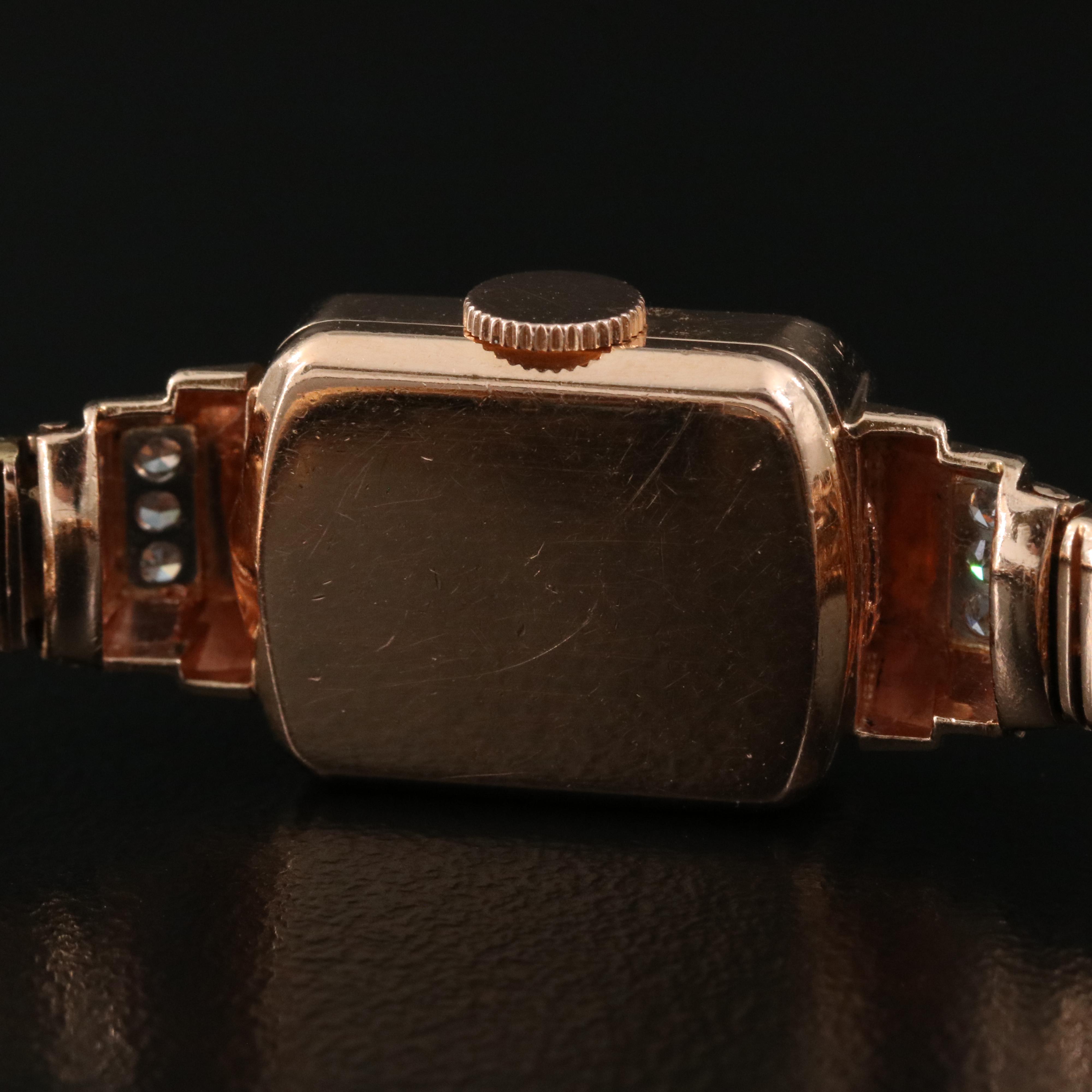 Vintage Caldwell 14K Rose Gold Diamond Watch