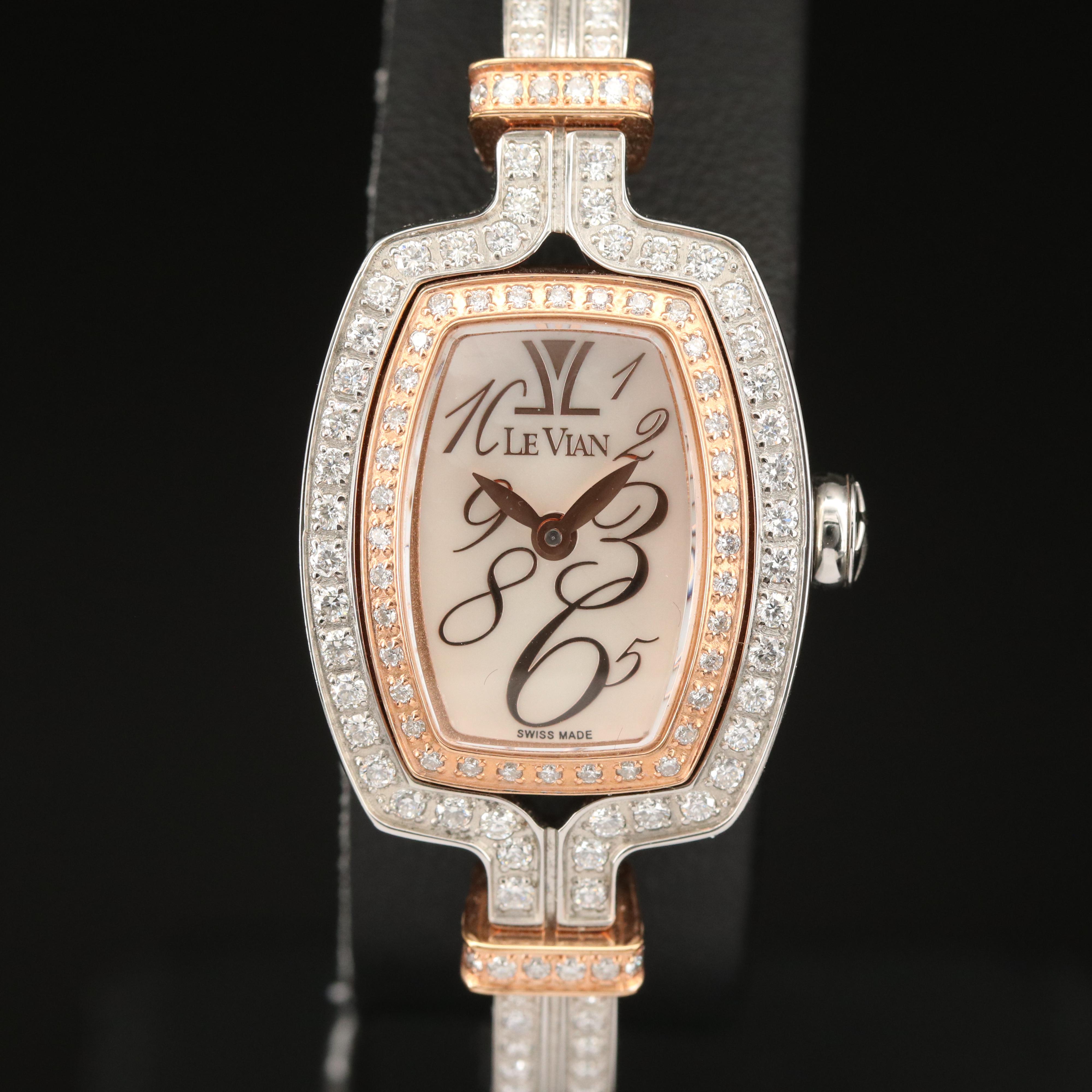 Le Vian Strawberry'N Vanilla Cush'n Bangle 1.25 CTW Diamond Watch