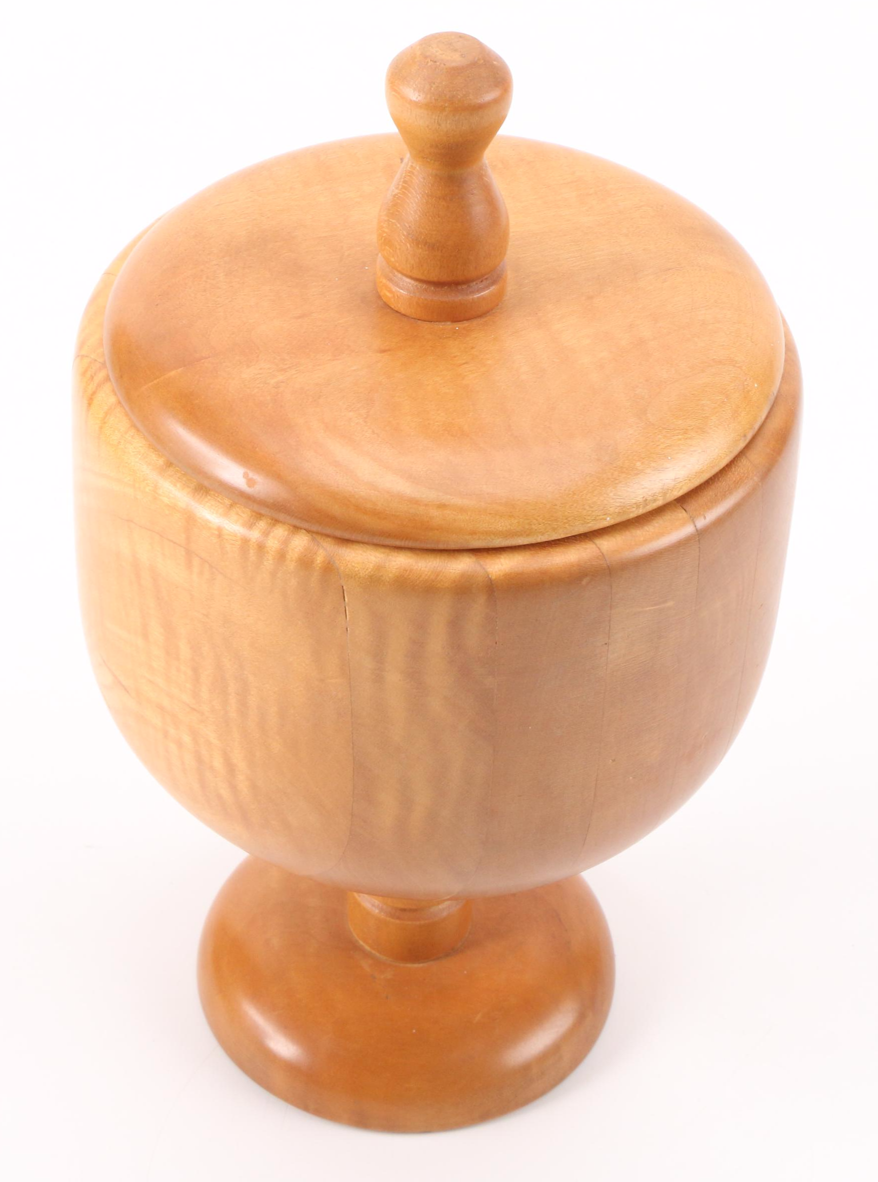 Dewey Heslep Ohio Handmade Turned Maple Wood Lidded Jar, 1964