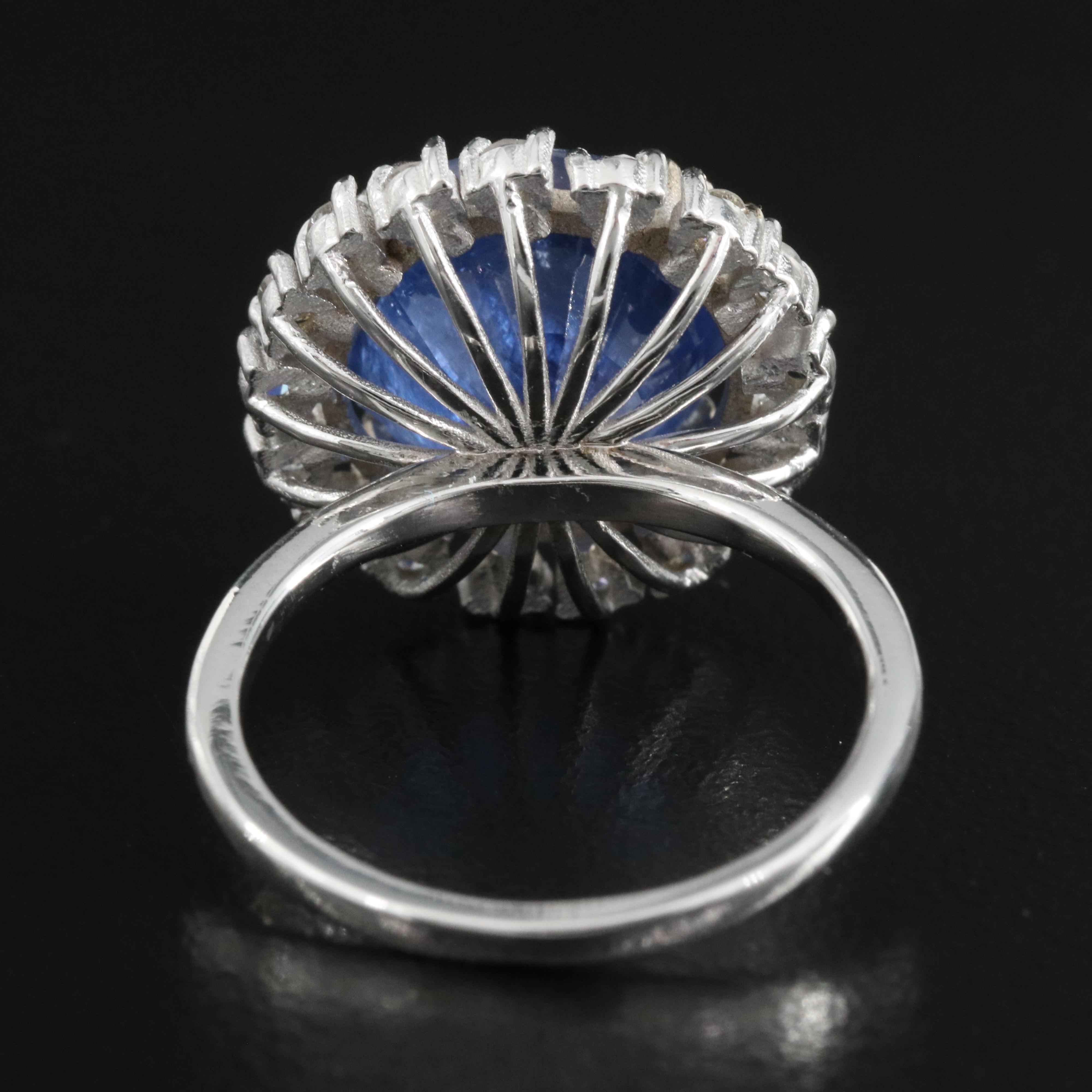 18K 8.97 CT Sapphire Ring with Diamond Halo and with GIA Report