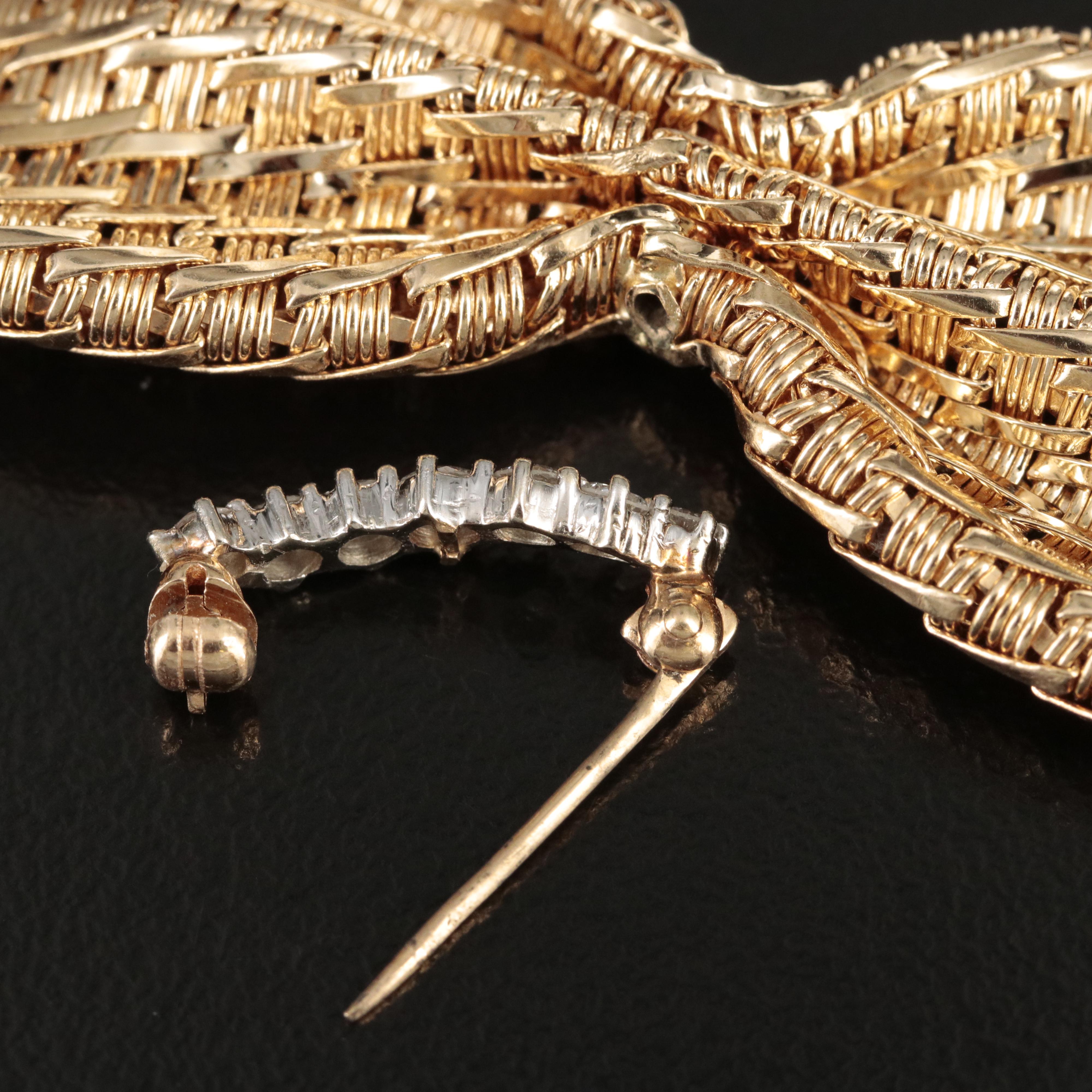 Vintage 14K 0.30 CTW Diamond Basket Weave Bracelet with Cinched Center