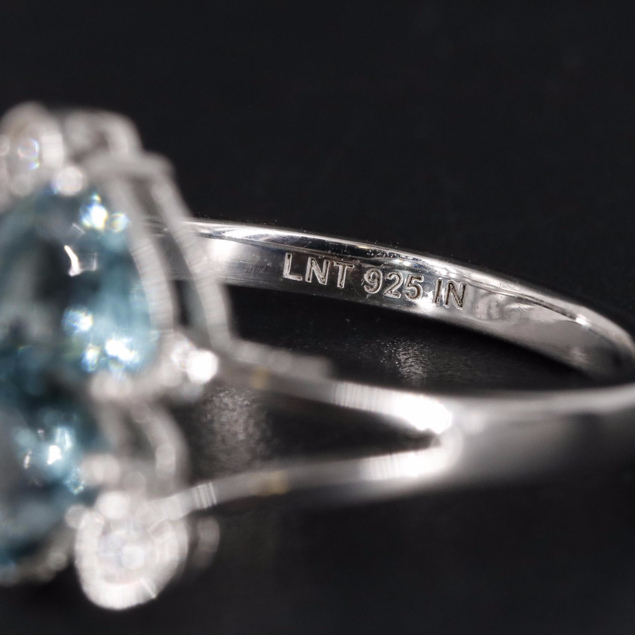 Sterling Light Blue Topaz and Cubic Zirconia Heart Ring