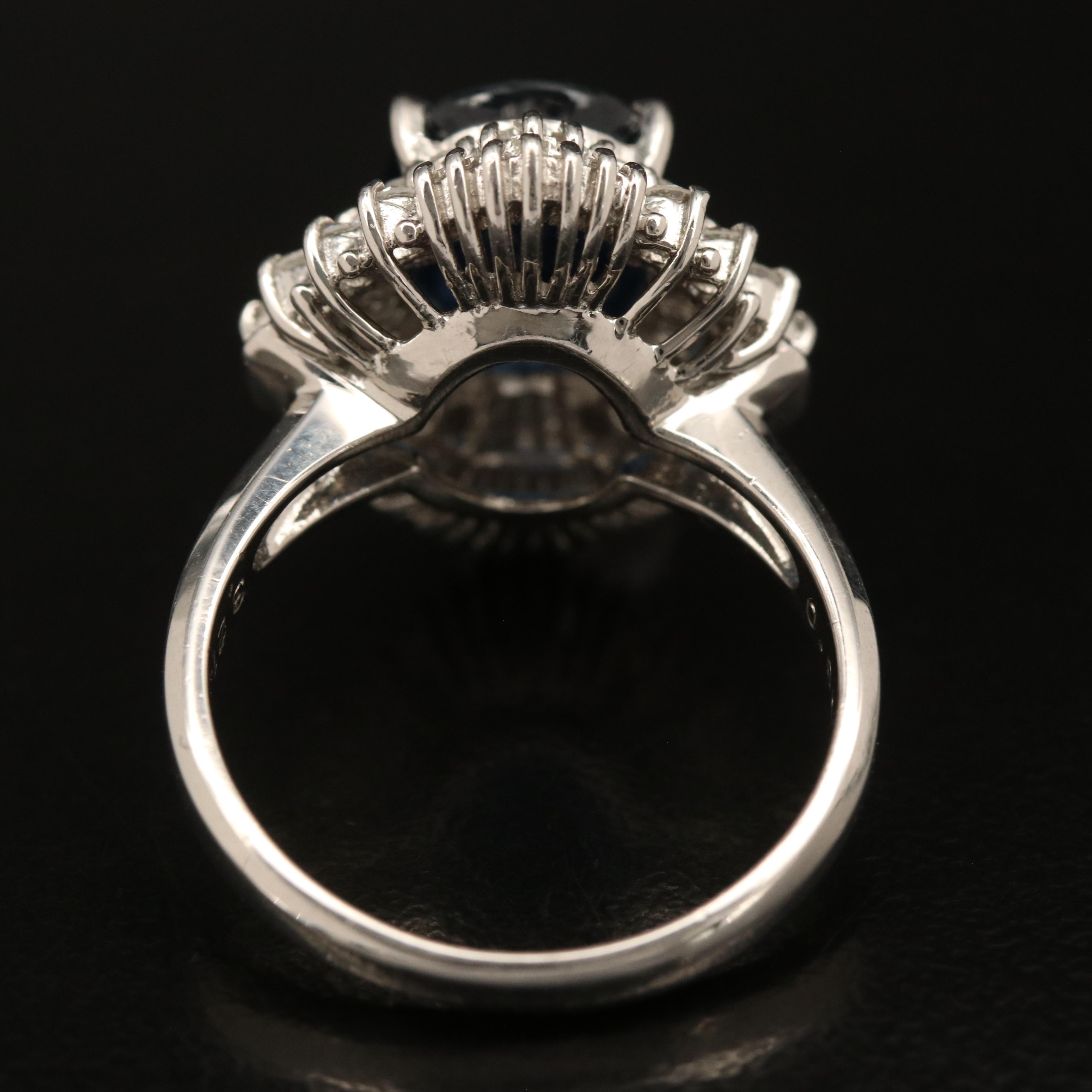 Platinum 3.21 CT Sapphire and Diamond Ballerina Ring