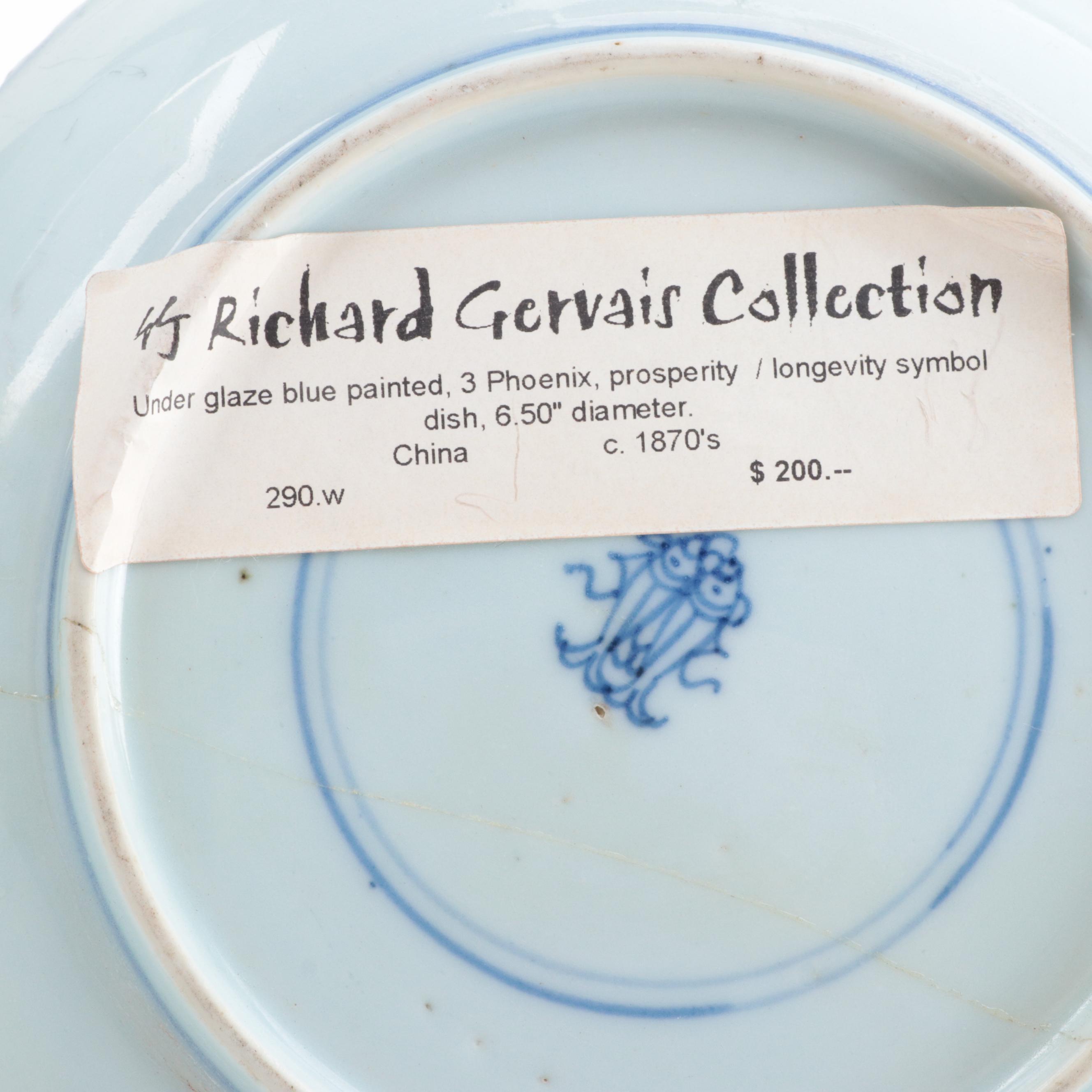 Chinese Blue and White Porcelain Bowls with Longevity Symbols, C. 1870