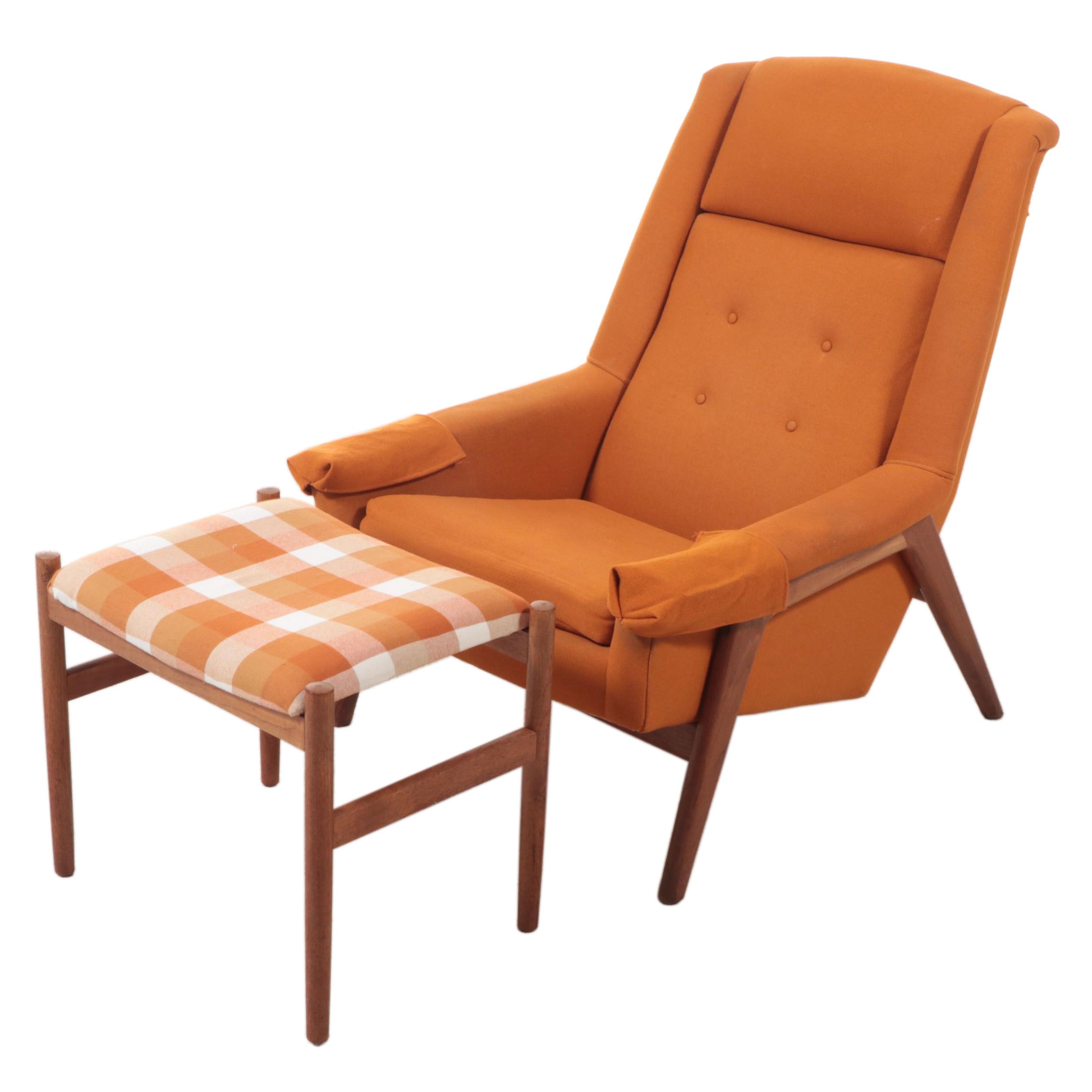 Folke Ohlsson Swedish Modern Teak Lounge Chair and Ottoman, 1960s