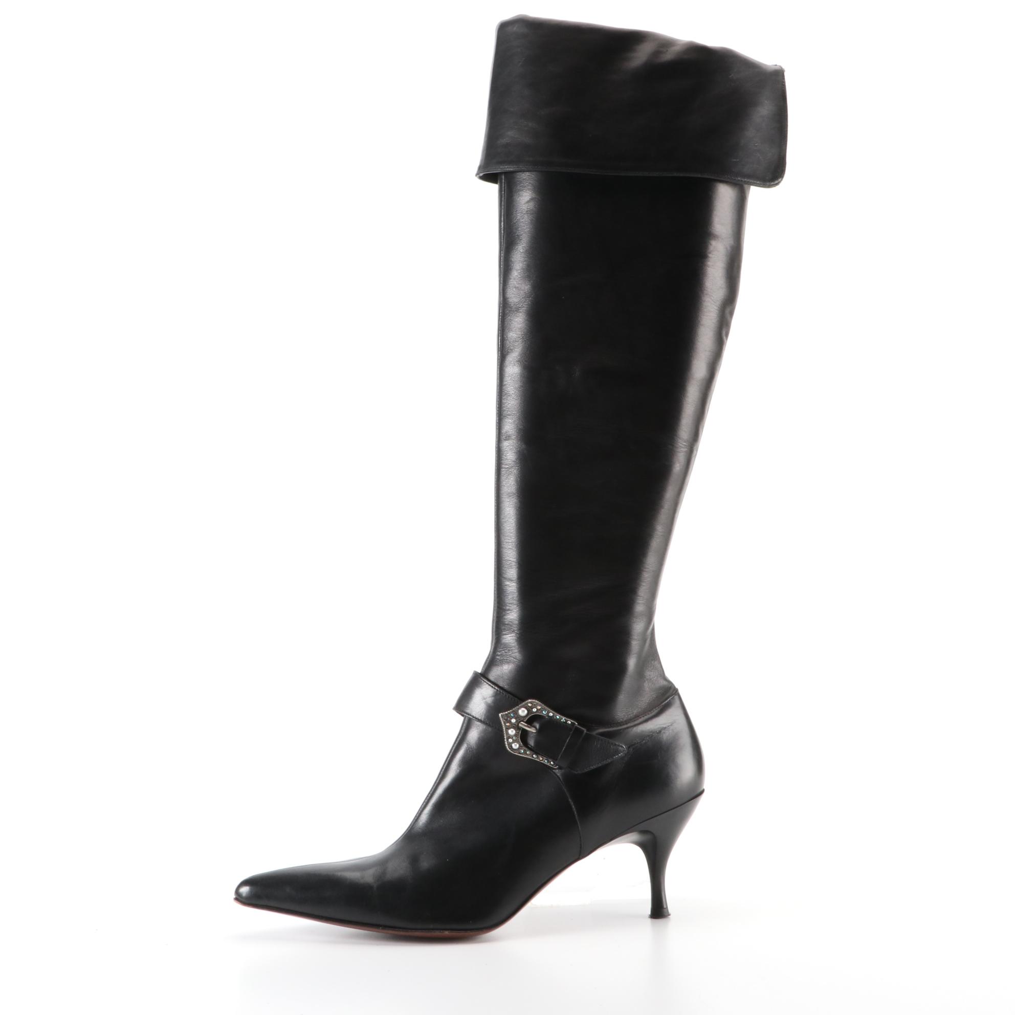 Donald J Pliner Rodney Boots in Black Calfskin Leather