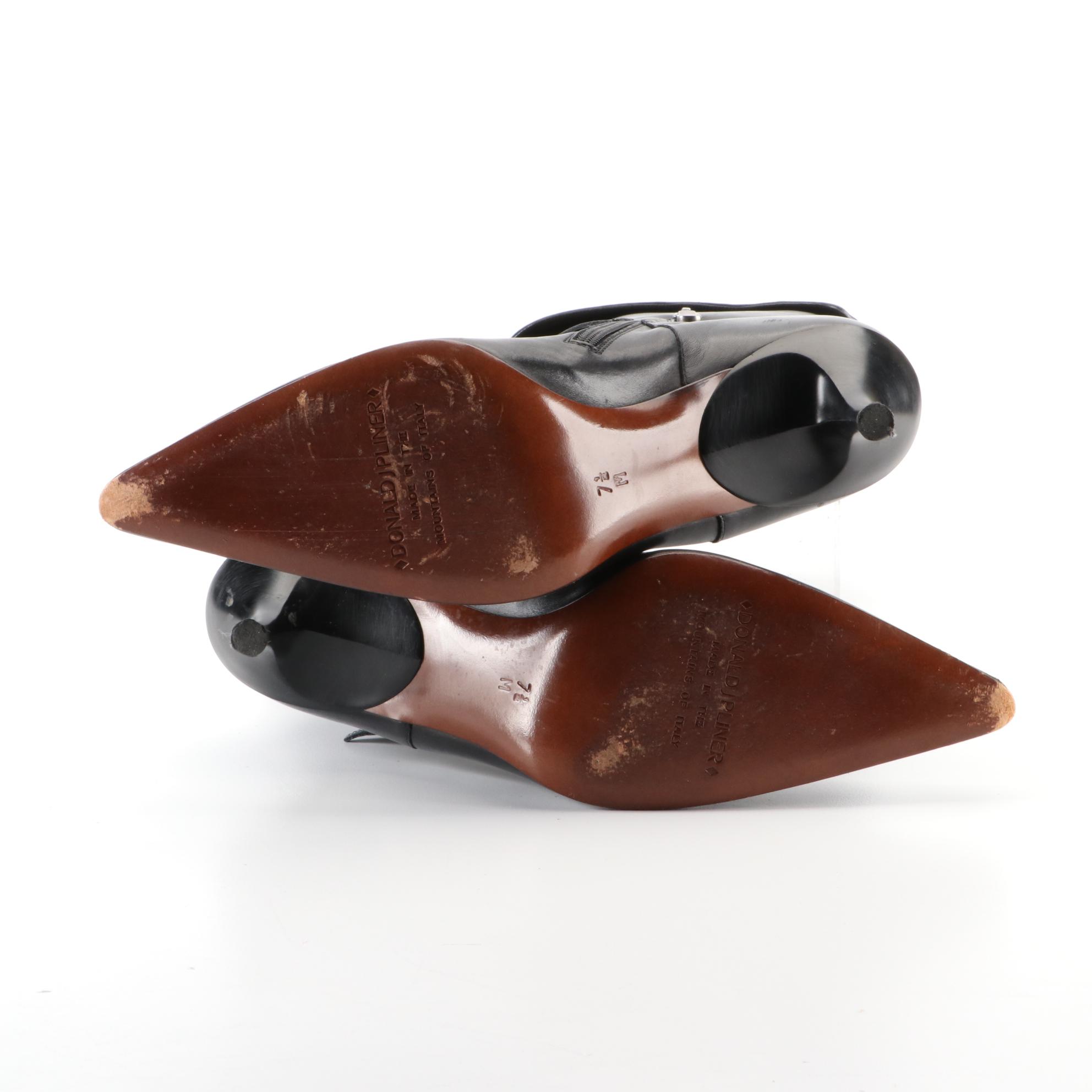 Donald J Pliner Rodney Boots in Black Calfskin Leather