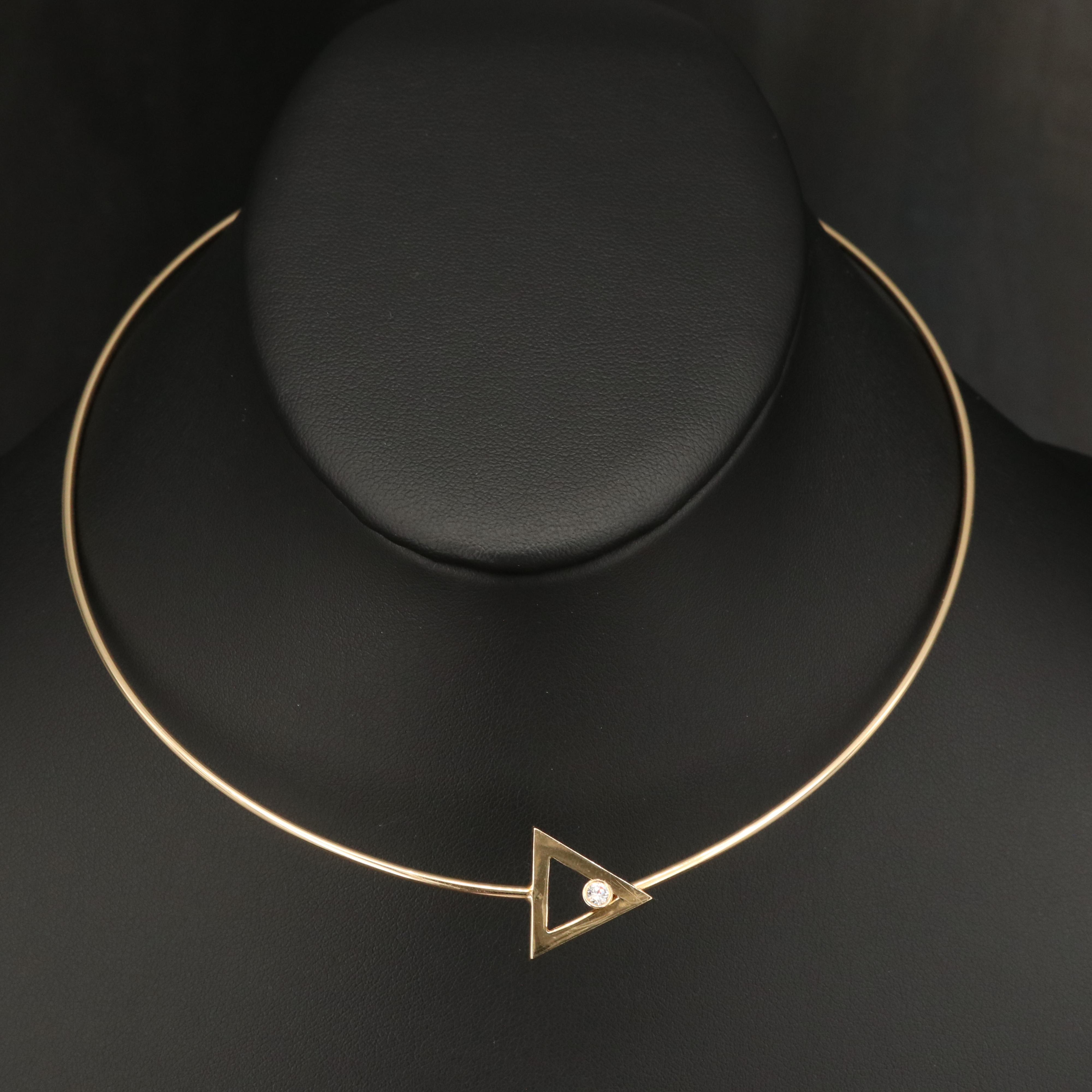 14K 0.10 Diamond Triangle Necklace