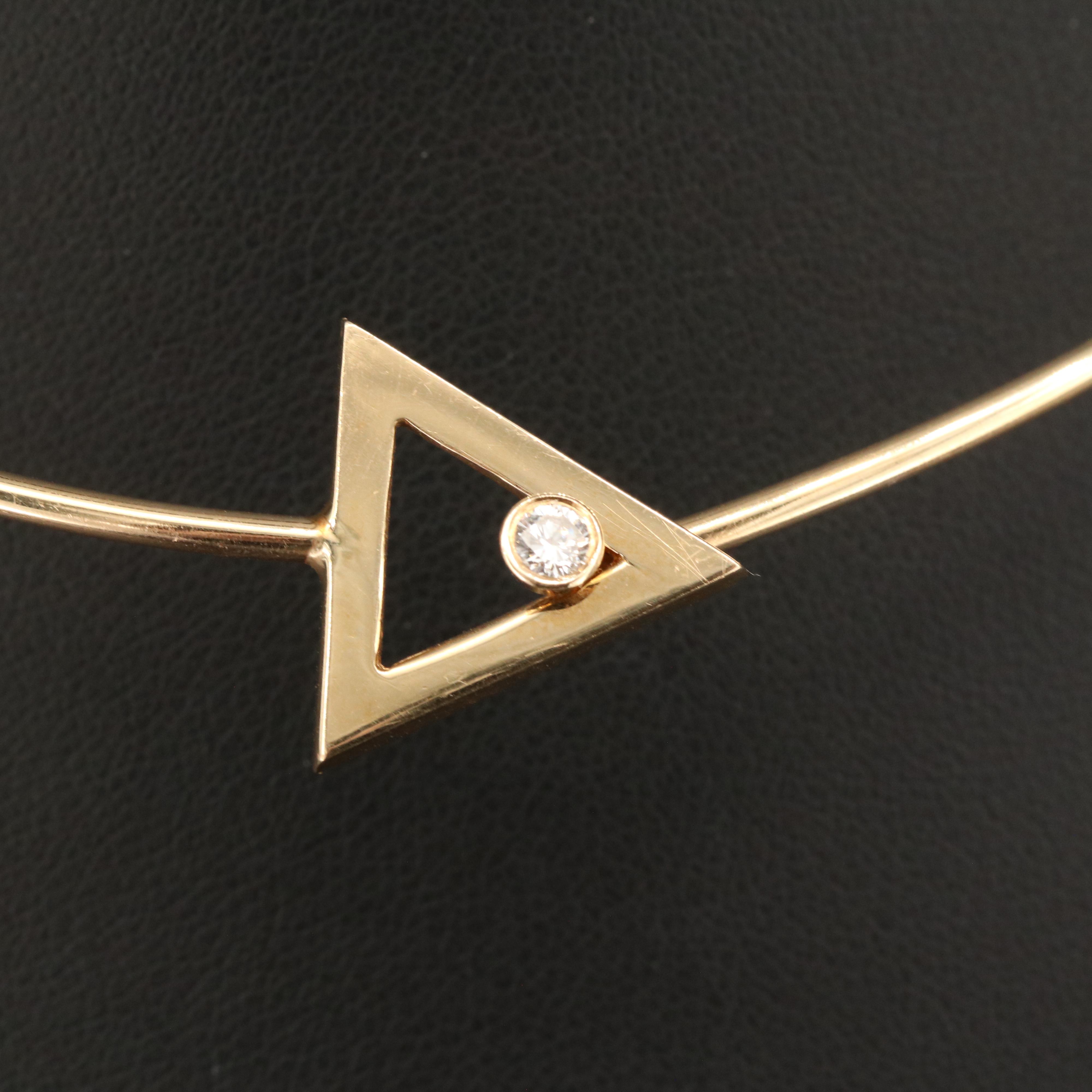 14K 0.10 Diamond Triangle Necklace