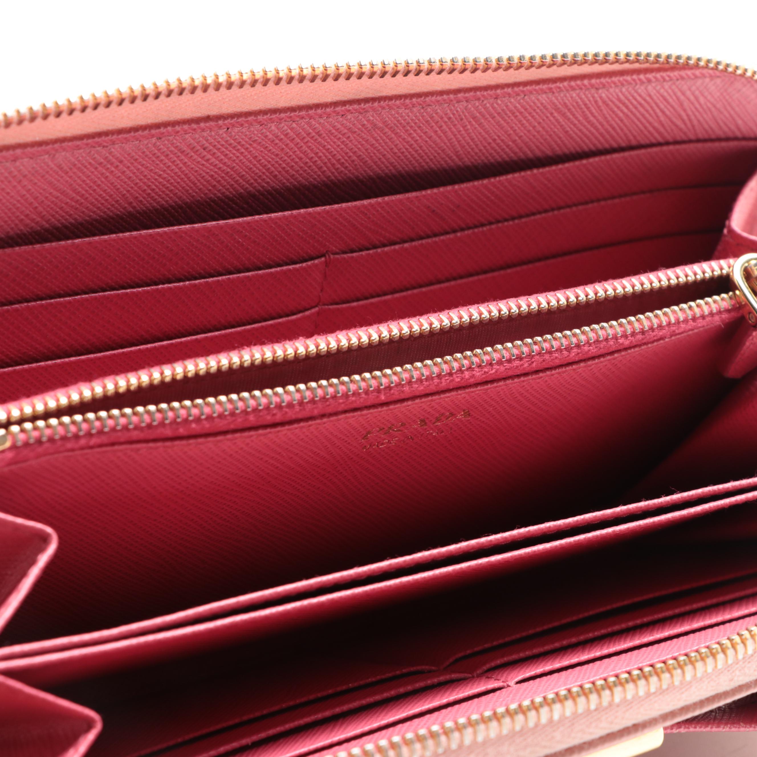 Prada Bow Wallet 1ML506 in Orchid/Peony Saffiano Leather with Box