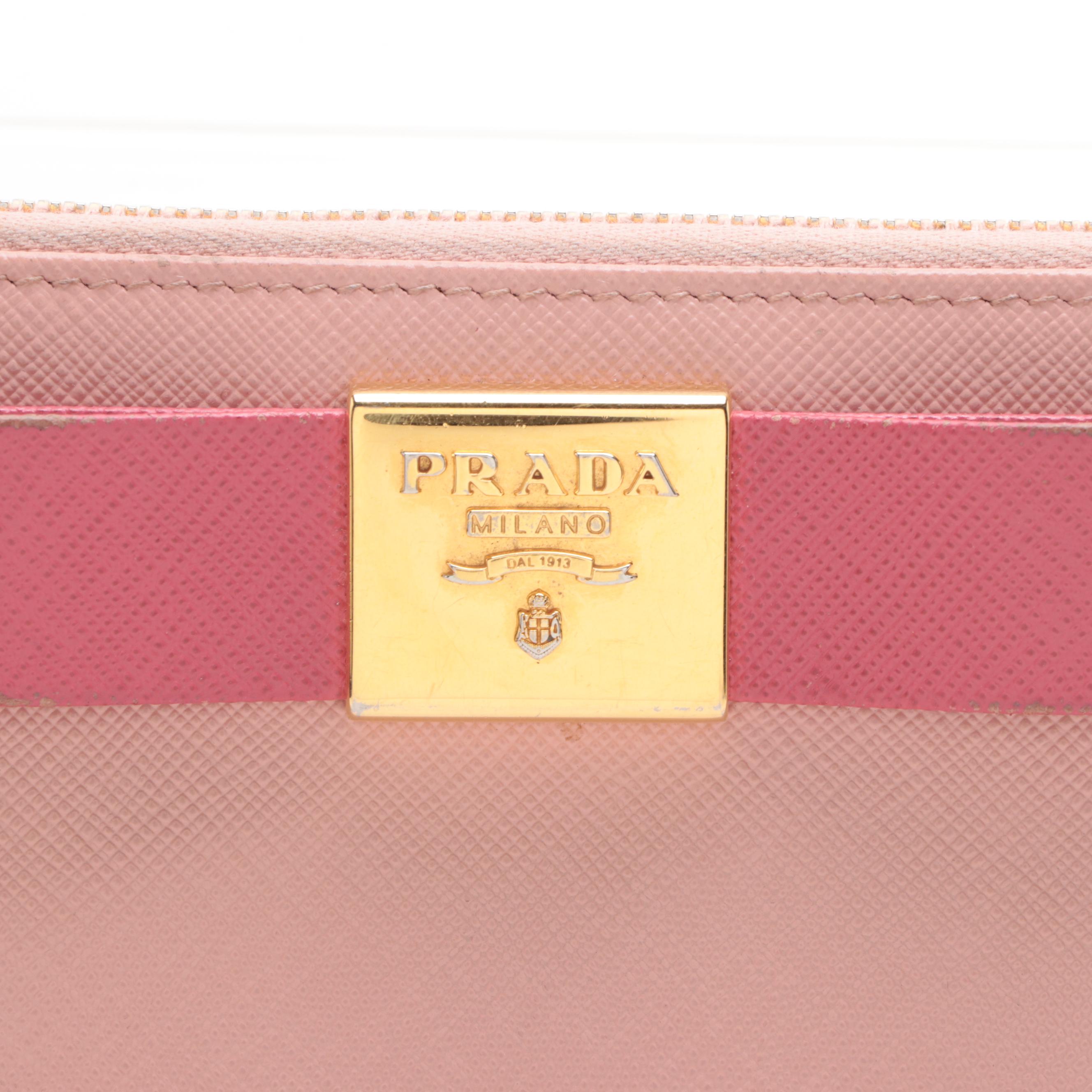 Prada Bow Wallet 1ML506 in Orchid/Peony Saffiano Leather with Box