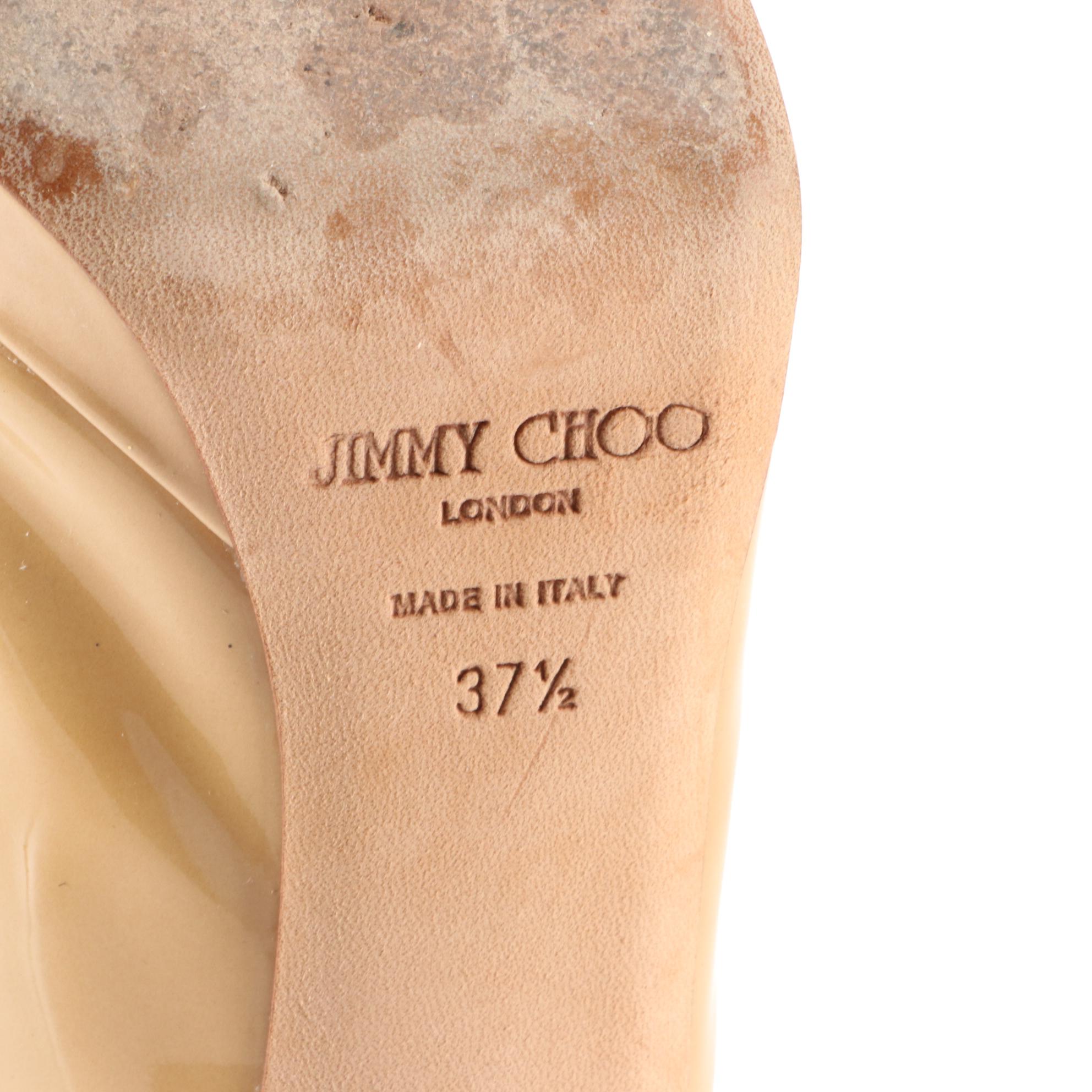 Jimmy Choo Patent Leather Peep Toe Slingbacks