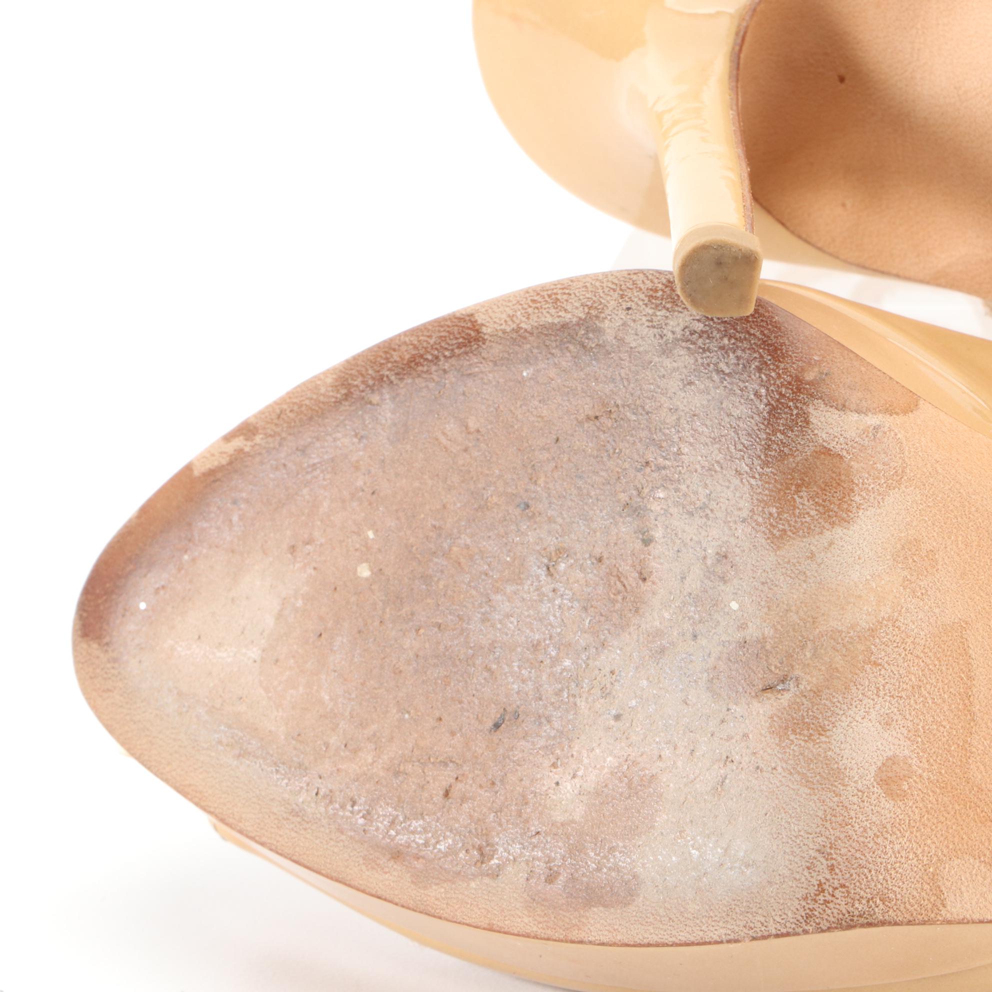 Jimmy Choo Patent Leather Peep Toe Slingbacks