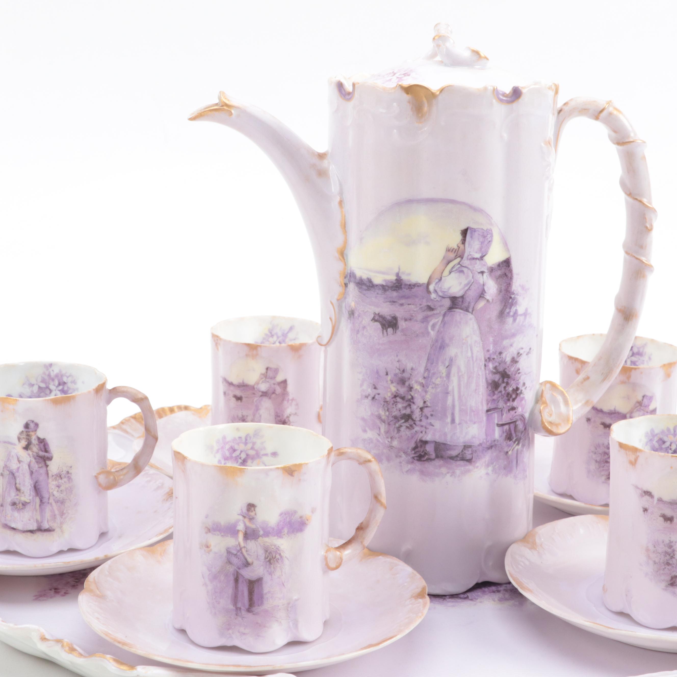 Rosenthal "Helios" Monbijou Porcelain Coffee Service, Late 19th to Early 20th C.