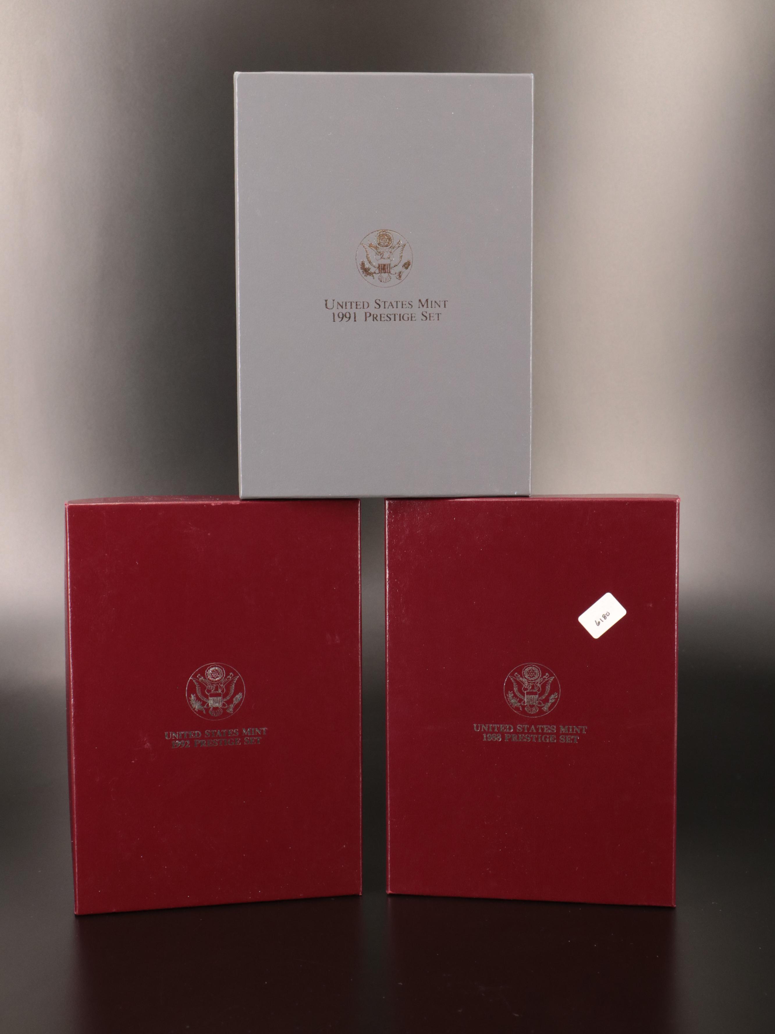 Three U.S. Mint Prestige Proof Sets Including 1991