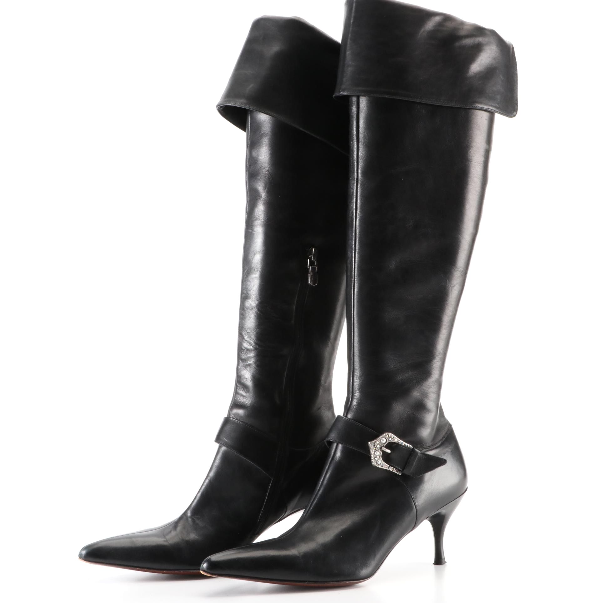 Donald J Pliner Rodney Boots in Black Calfskin Leather