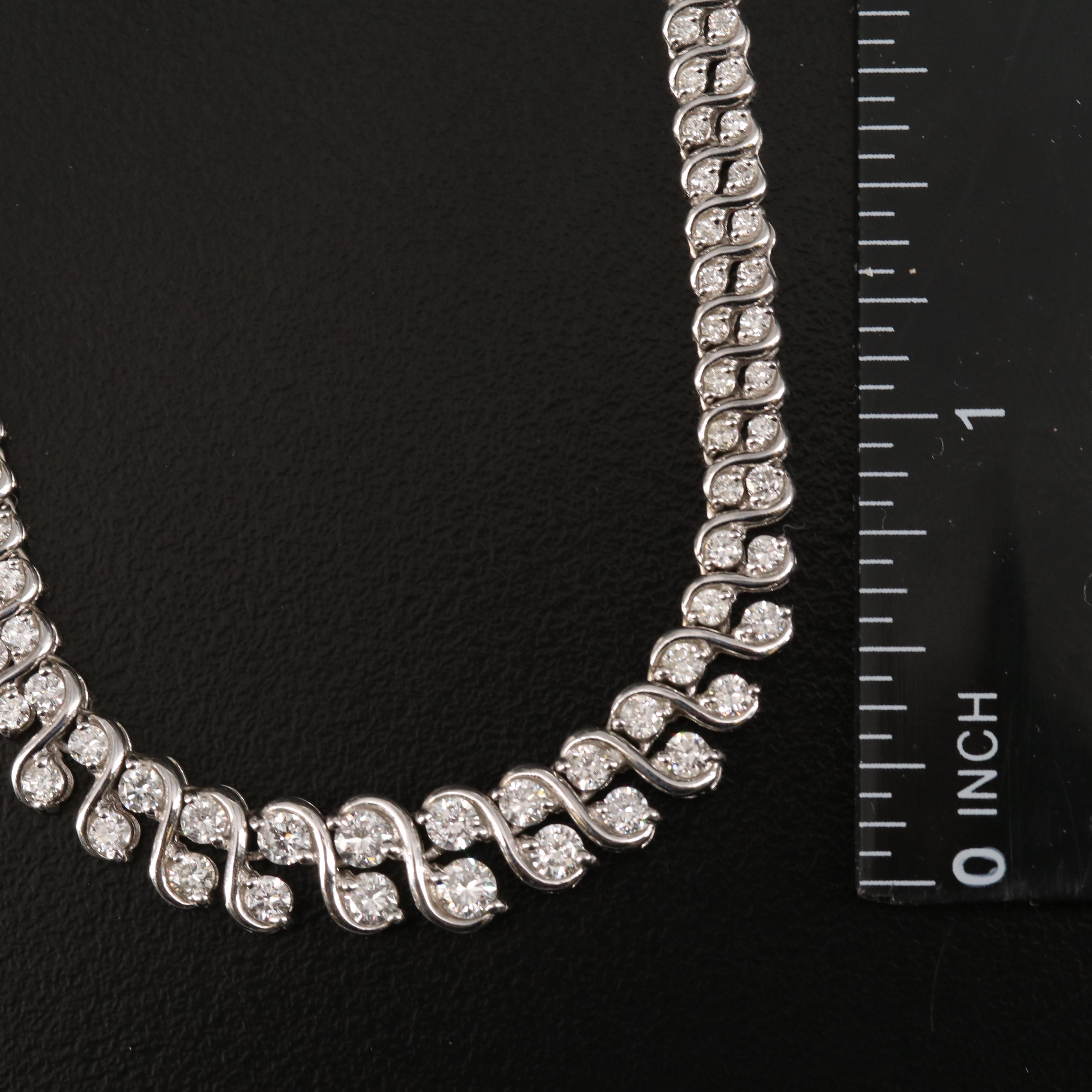 Platinum 5.00 CTW Graduated Diamond Double Row S Link Necklace