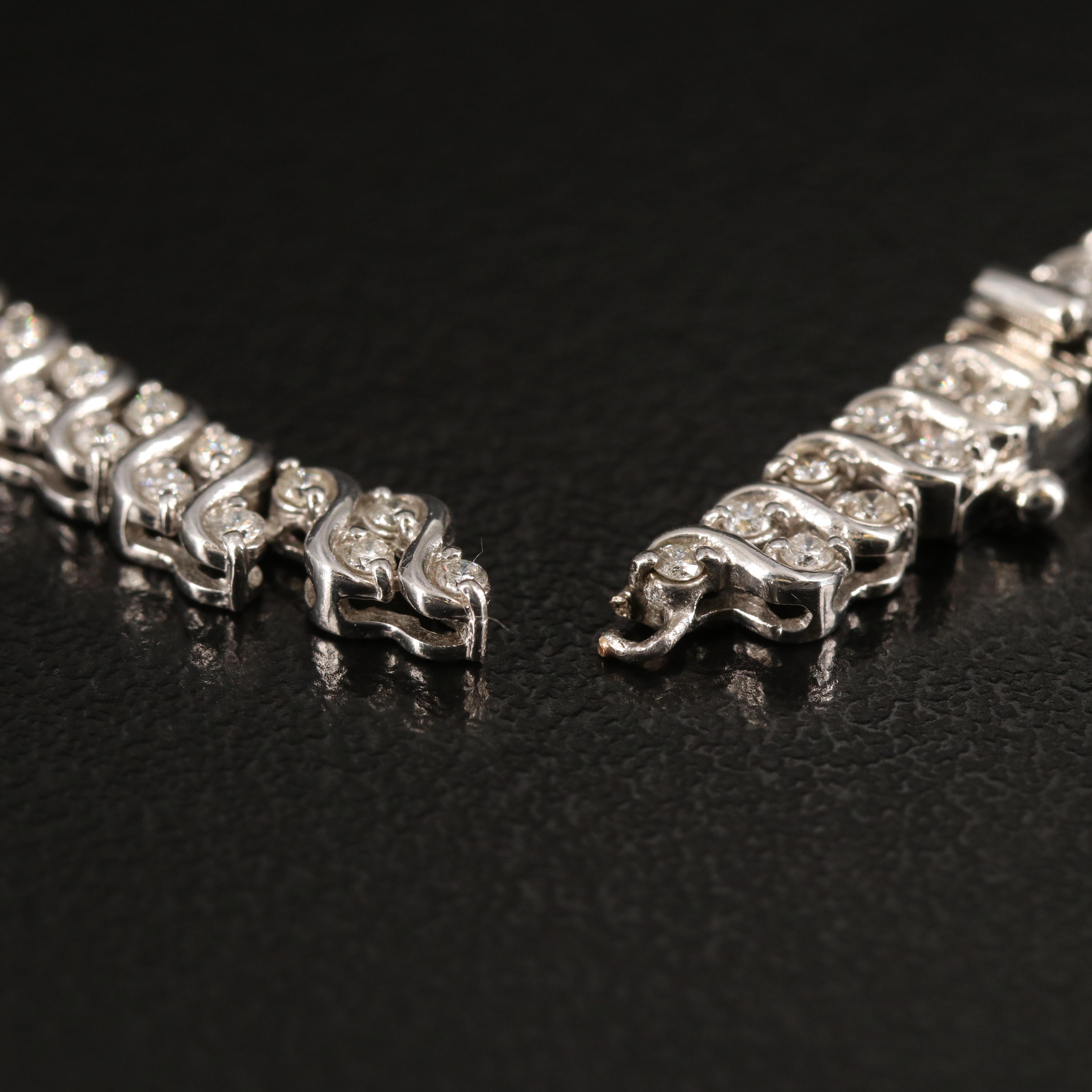 Platinum 5.00 CTW Graduated Diamond Double Row S Link Necklace