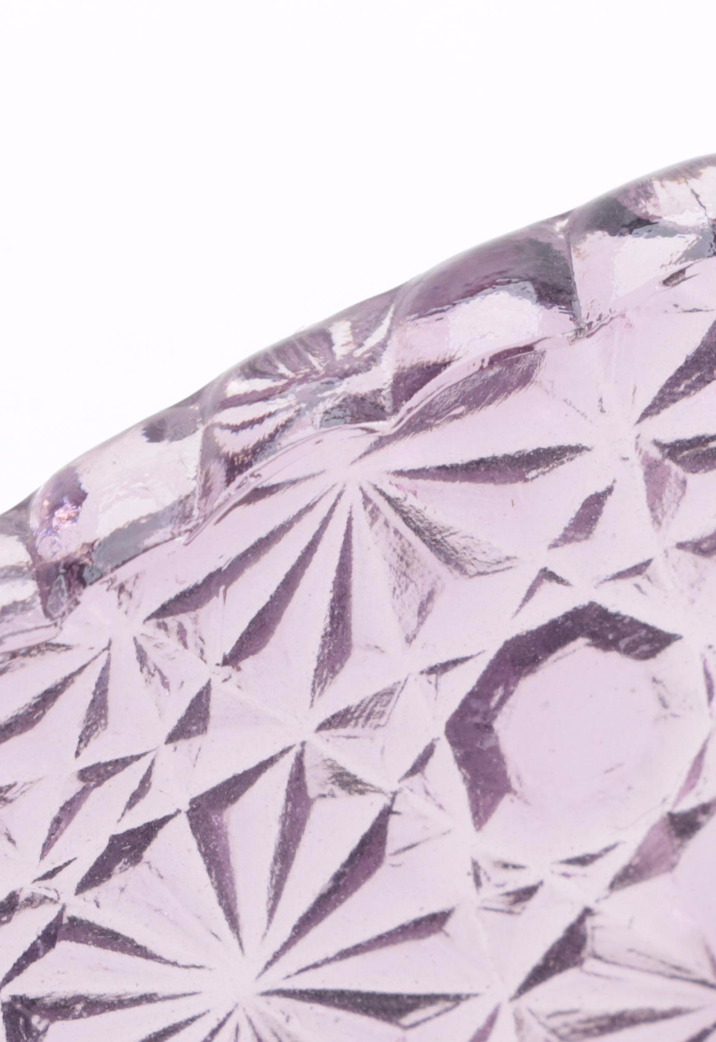 Pressed Amethyst Glass Daisy and Button Eight Panel Star Shaped Bowl, 20th C.