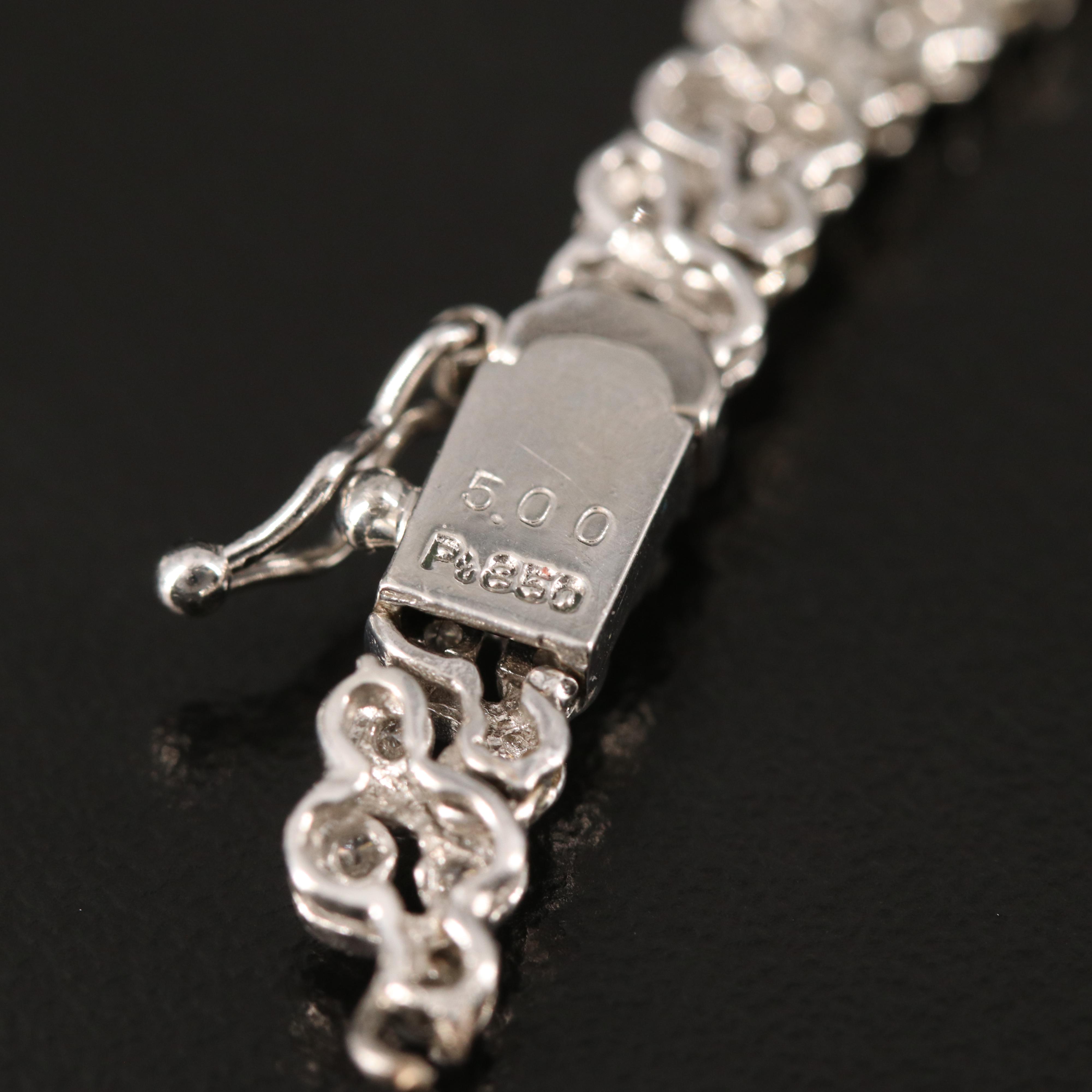 Platinum 5.00 CTW Graduated Diamond Double Row S Link Necklace