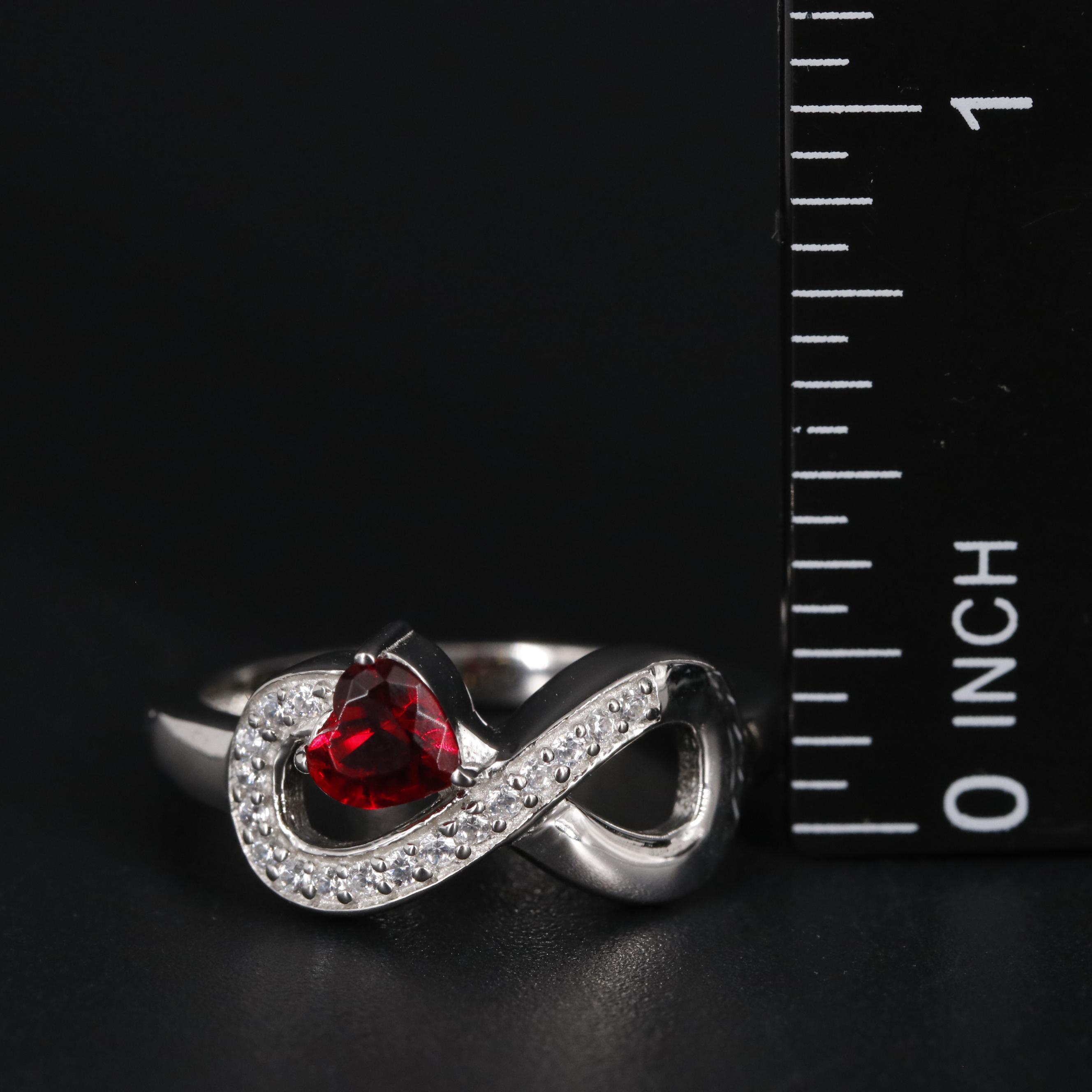 Sterling Ruby with Cubic Zirconia Infinity Ring