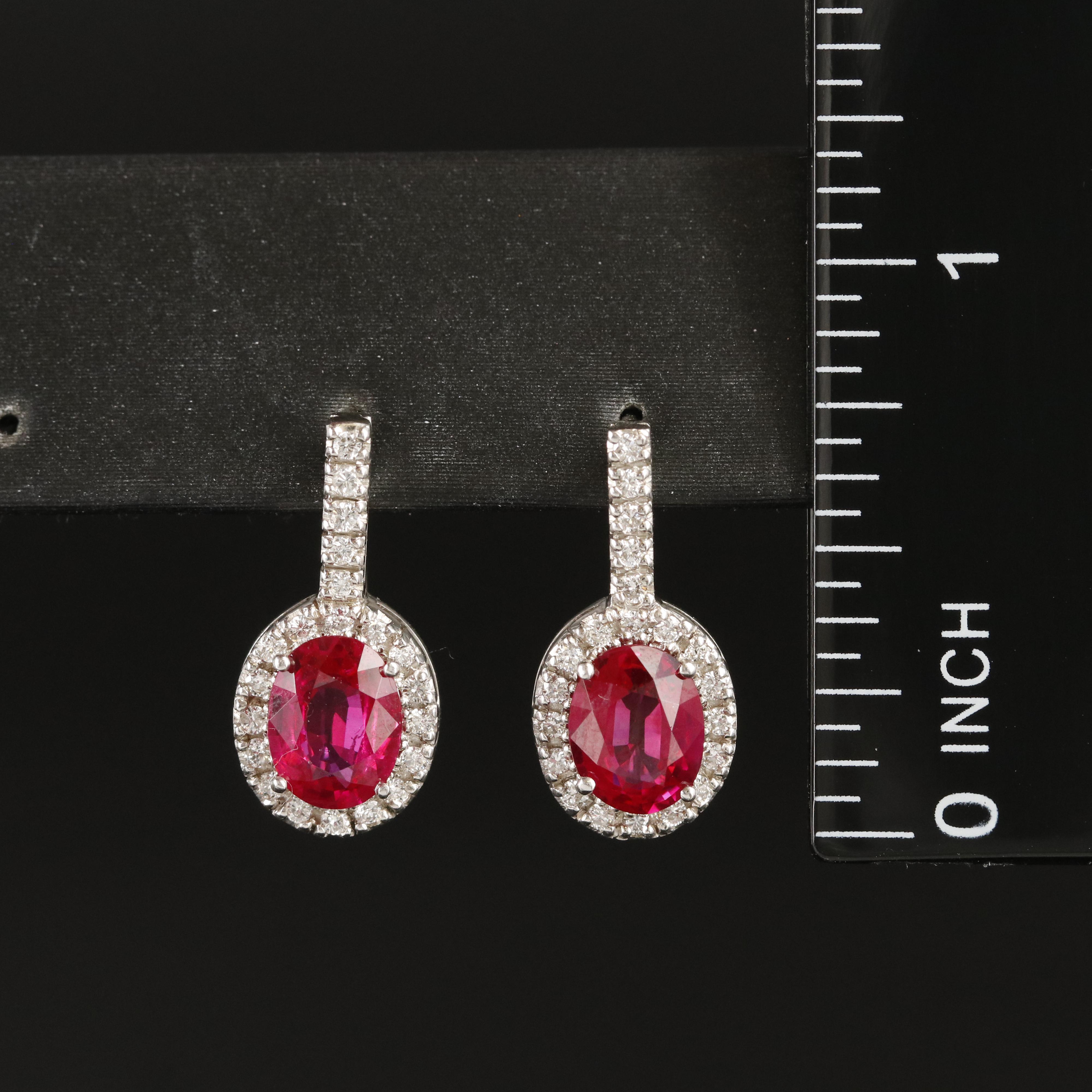 Platinum Ruby and Diamond Earrings