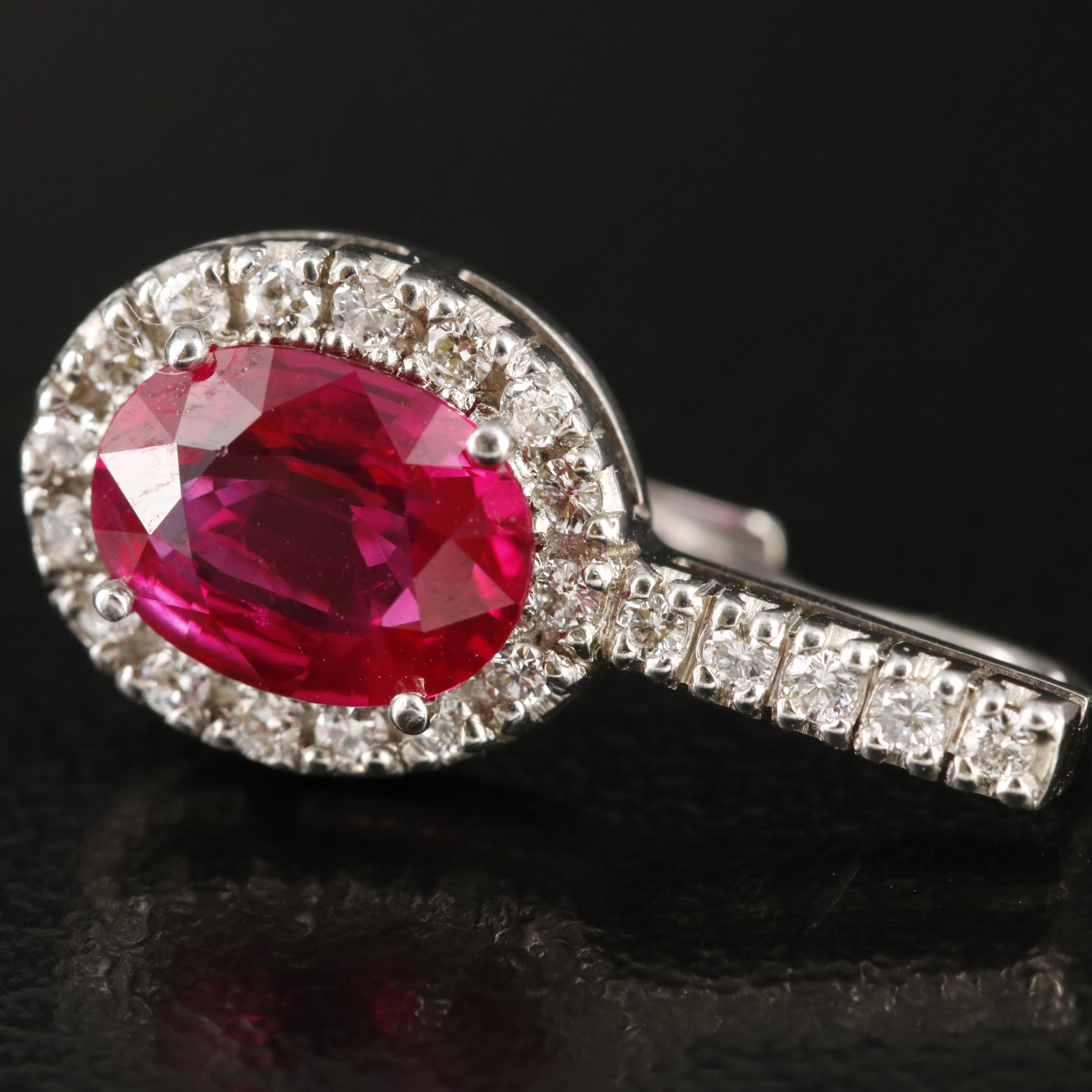 Platinum Ruby and Diamond Earrings