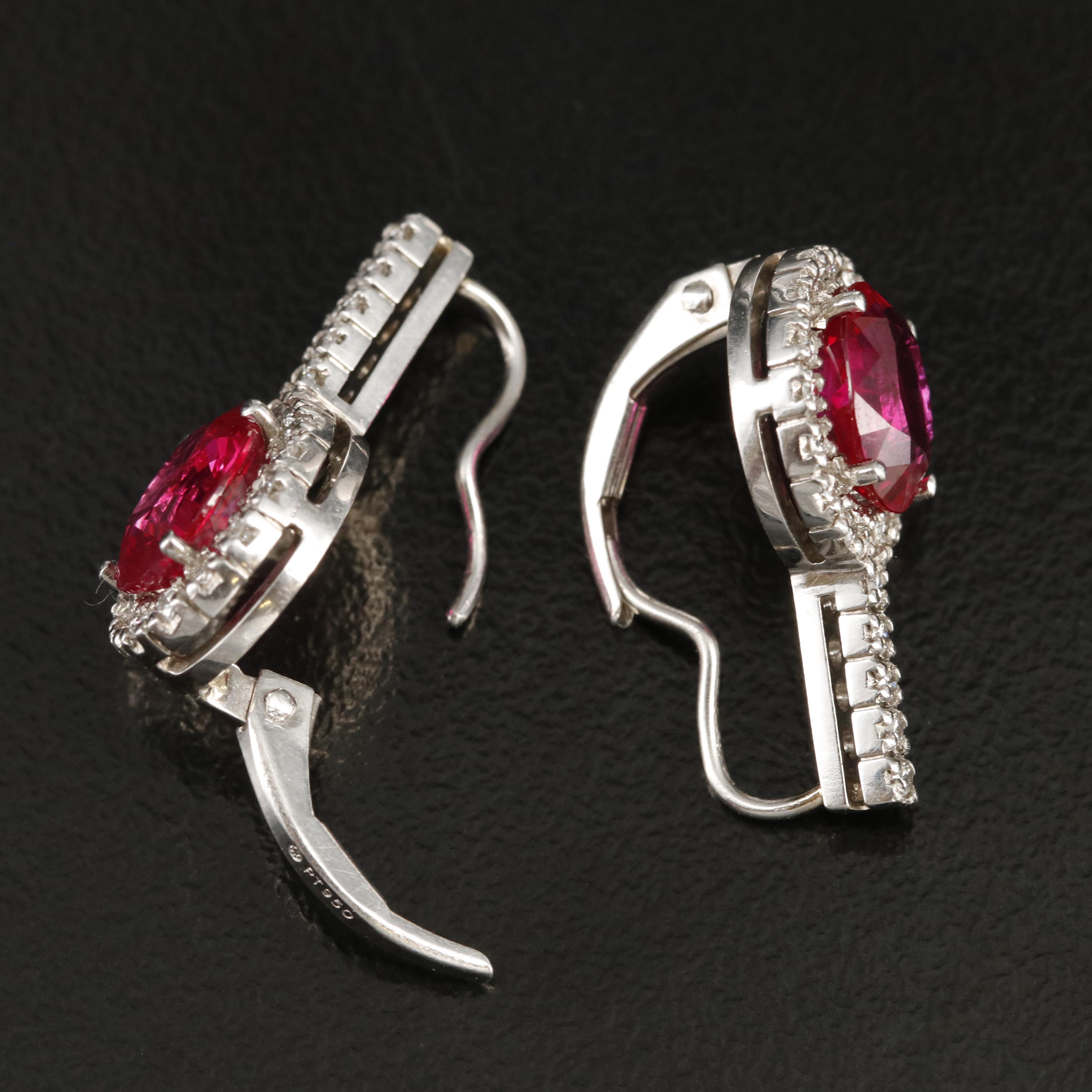 Platinum Ruby and Diamond Earrings