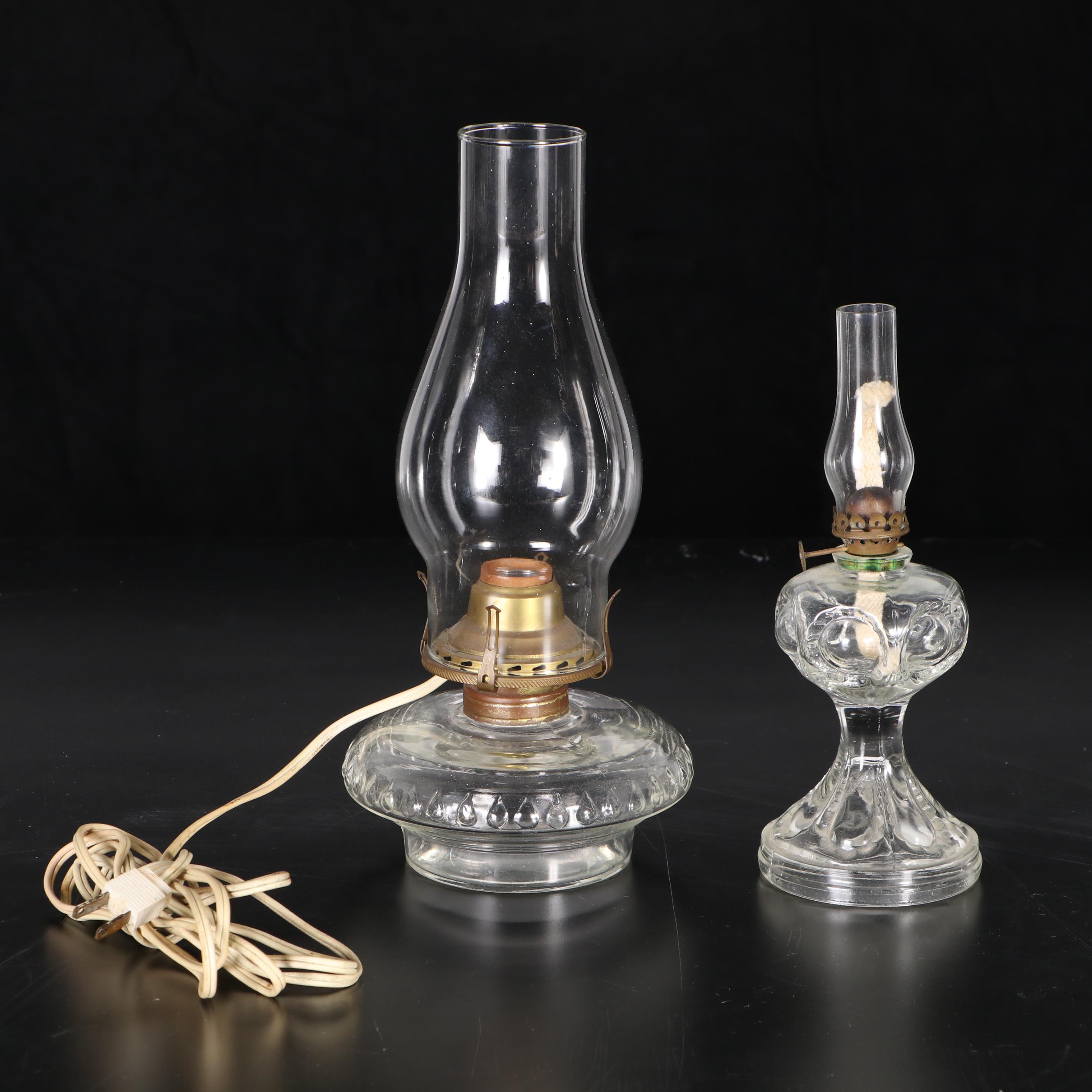 Aladdin Hanging Lamp With Plume & Atwood and Converted Oil Lamp