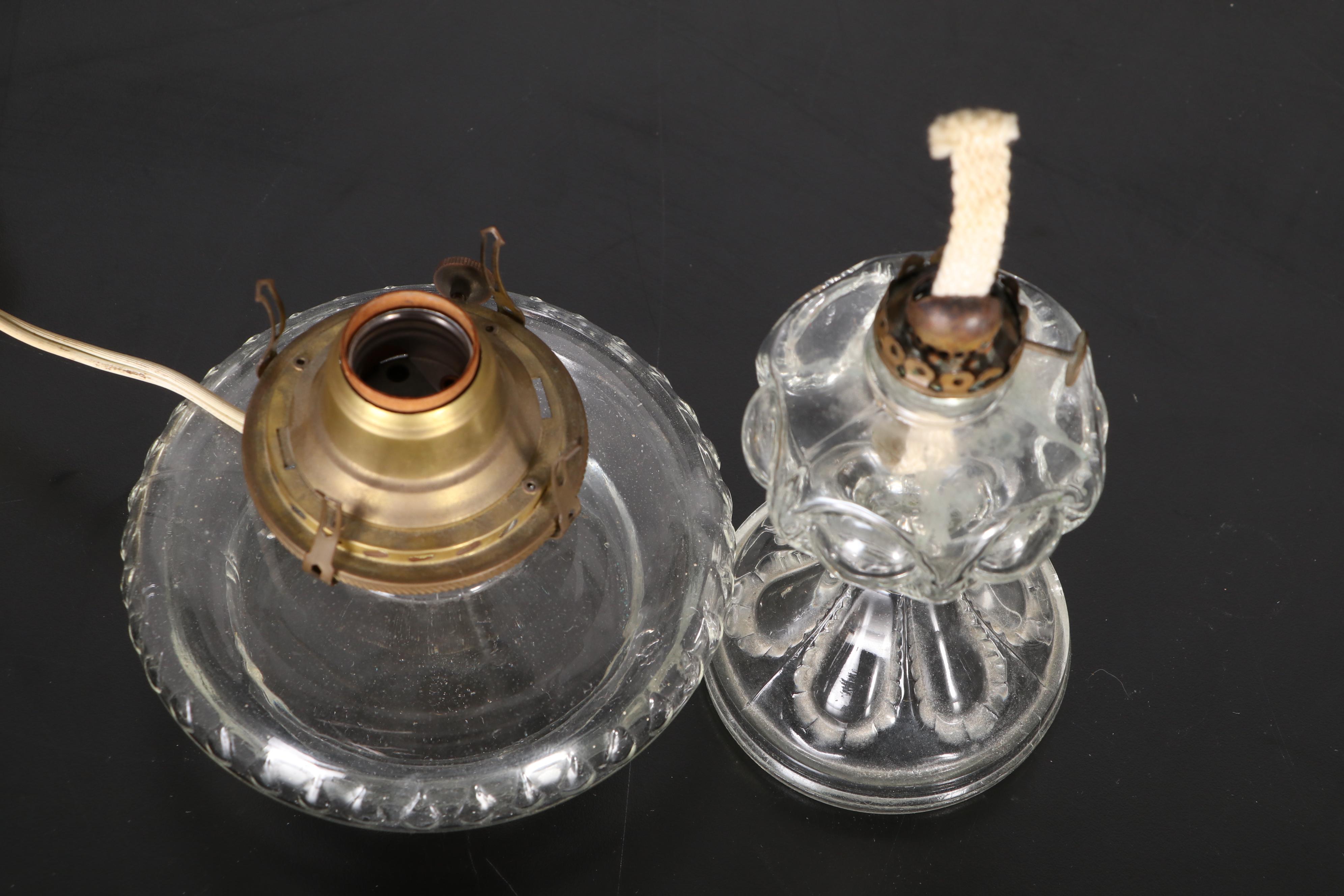 Aladdin Hanging Lamp With Plume & Atwood and Converted Oil Lamp