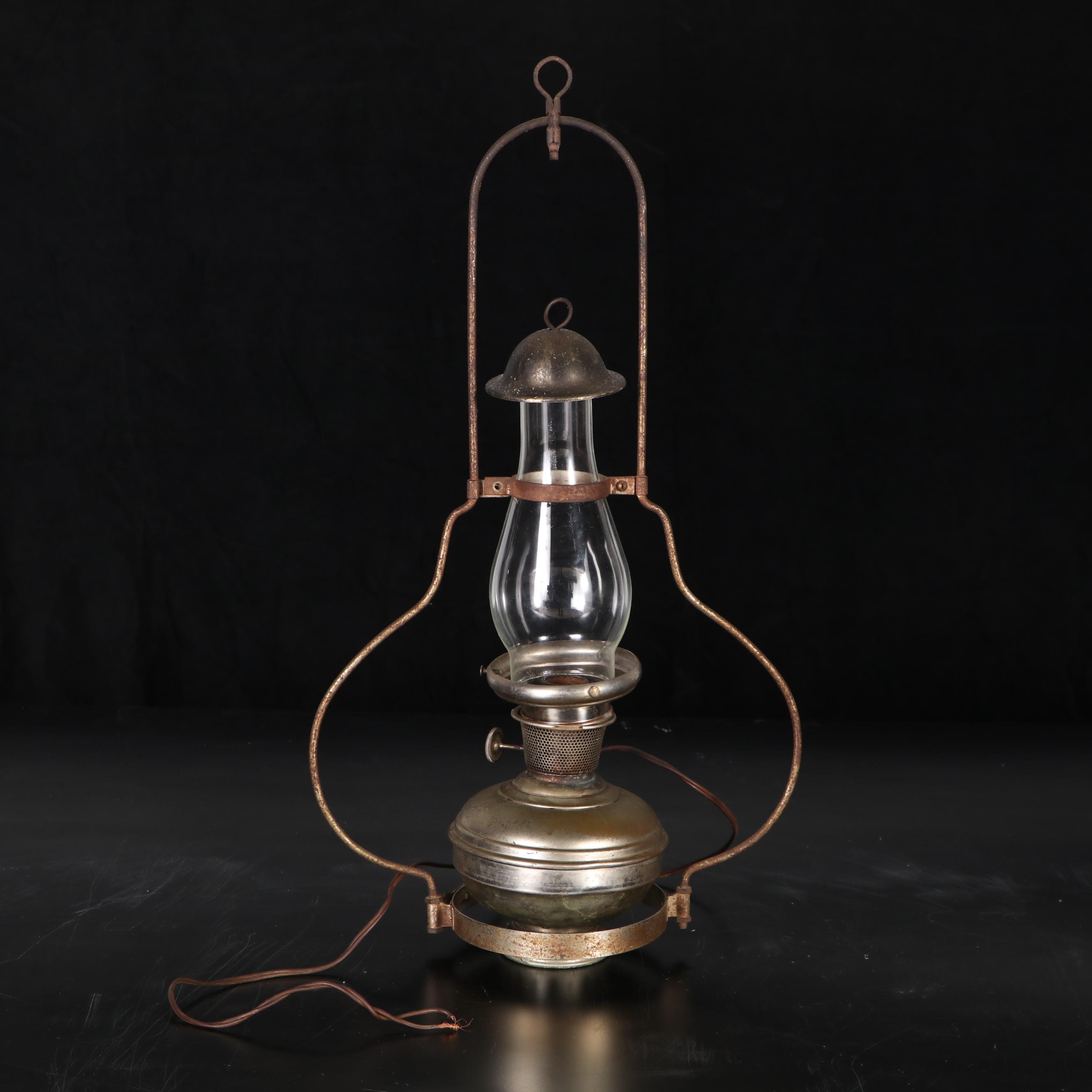 Aladdin Hanging Lamp With Plume & Atwood and Converted Oil Lamp