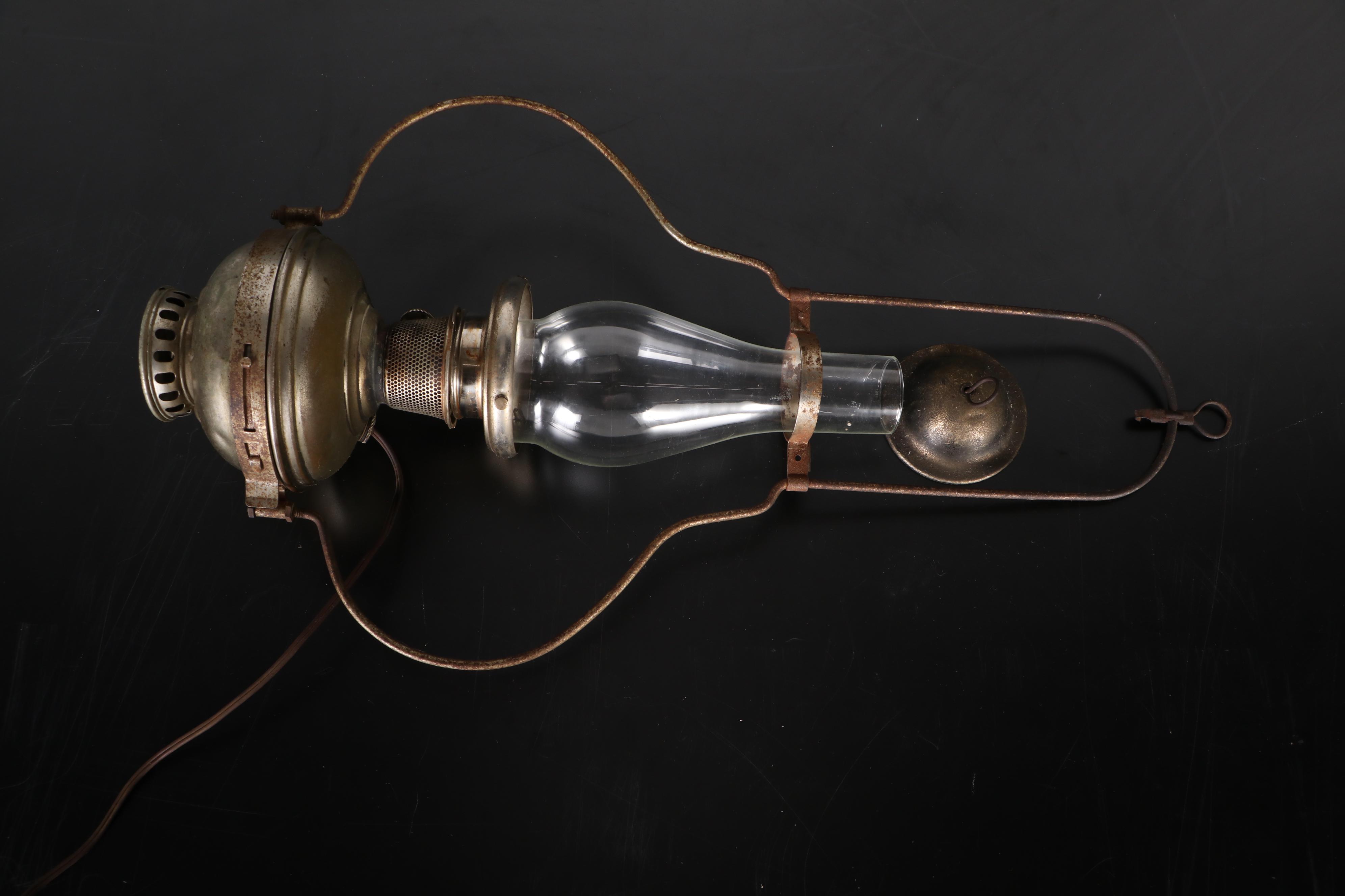 Aladdin Hanging Lamp With Plume & Atwood and Converted Oil Lamp