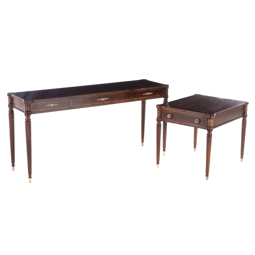 Henredon Federal Style Mahogany and Crossbanded Console and Side Tables