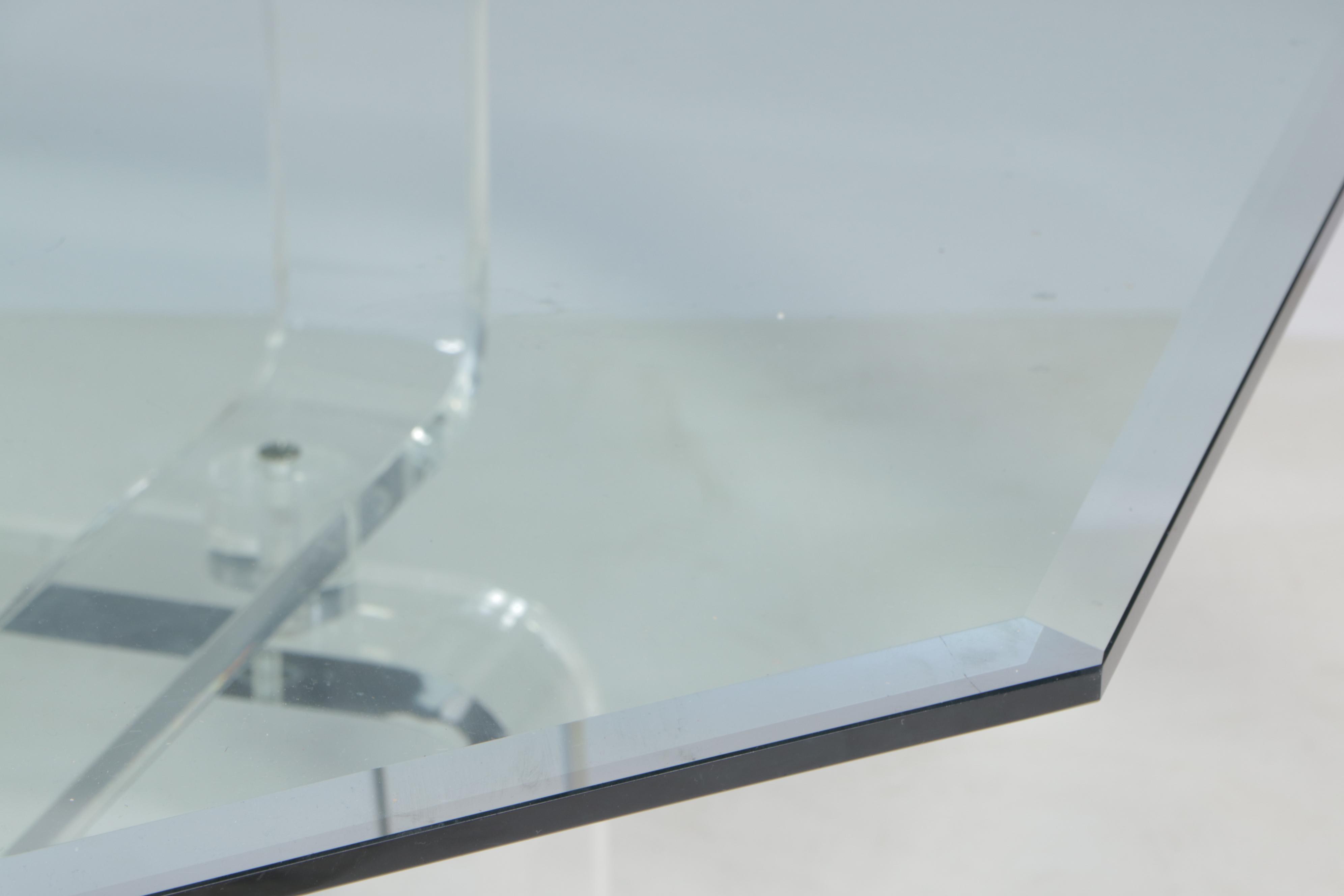 Acrylic and Octagonal Glass-Top Coffee Table, Late 20th Century