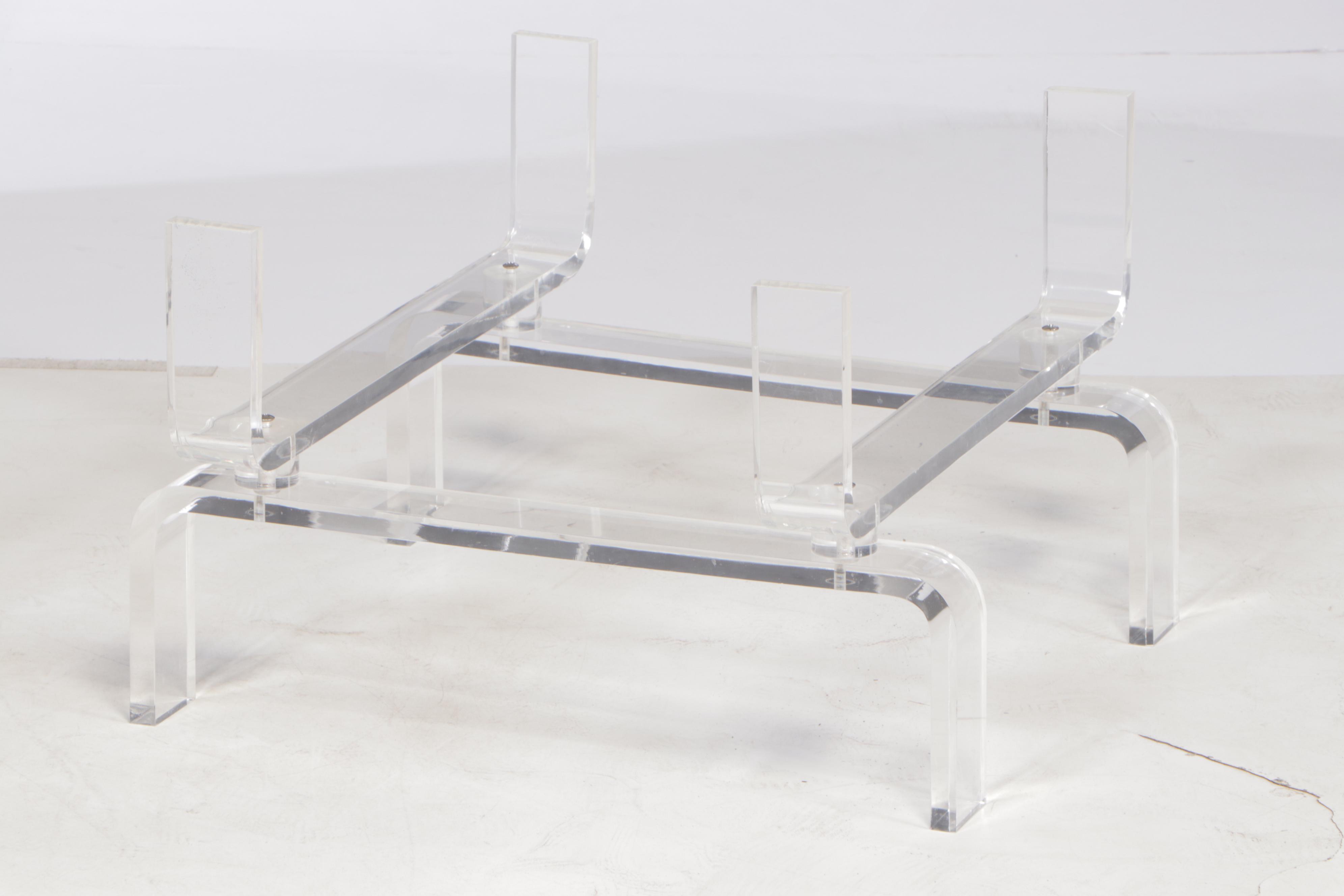 Acrylic and Octagonal Glass-Top Coffee Table, Late 20th Century