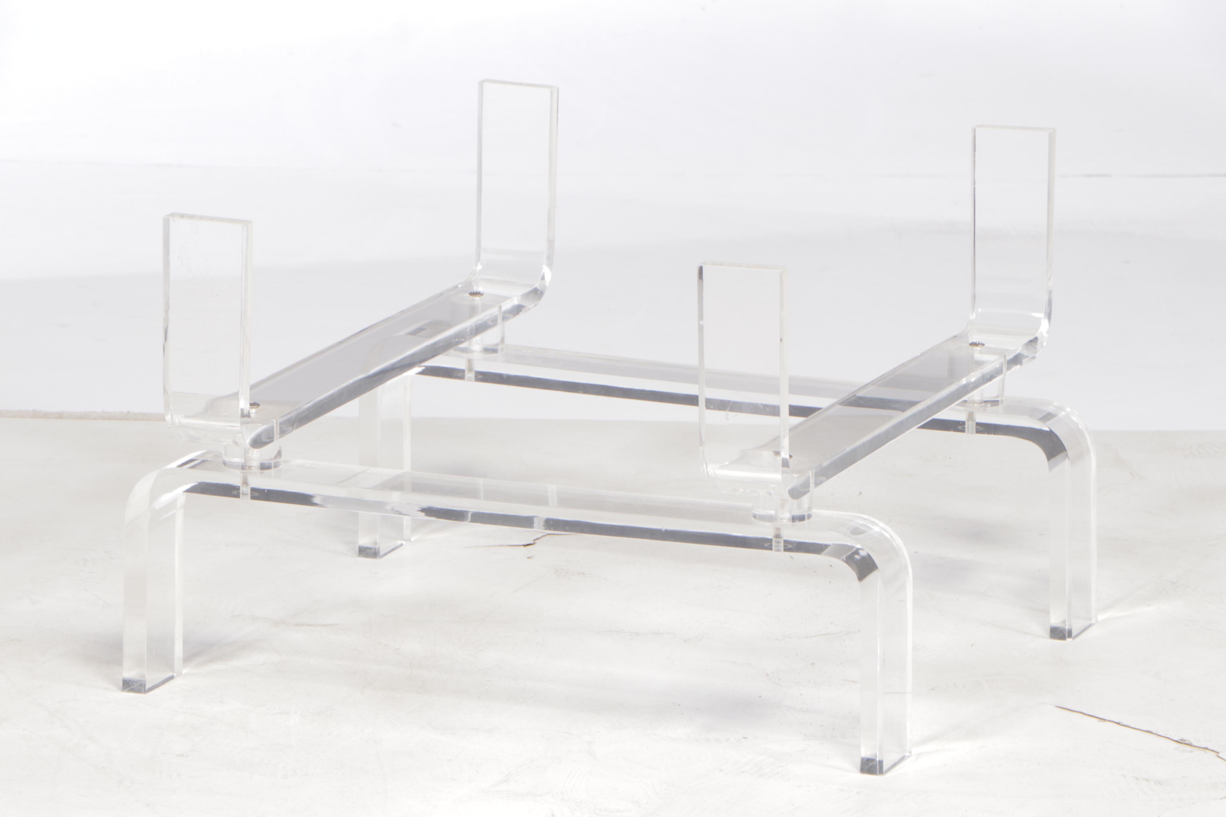 Acrylic and Octagonal Glass-Top Coffee Table, Late 20th Century