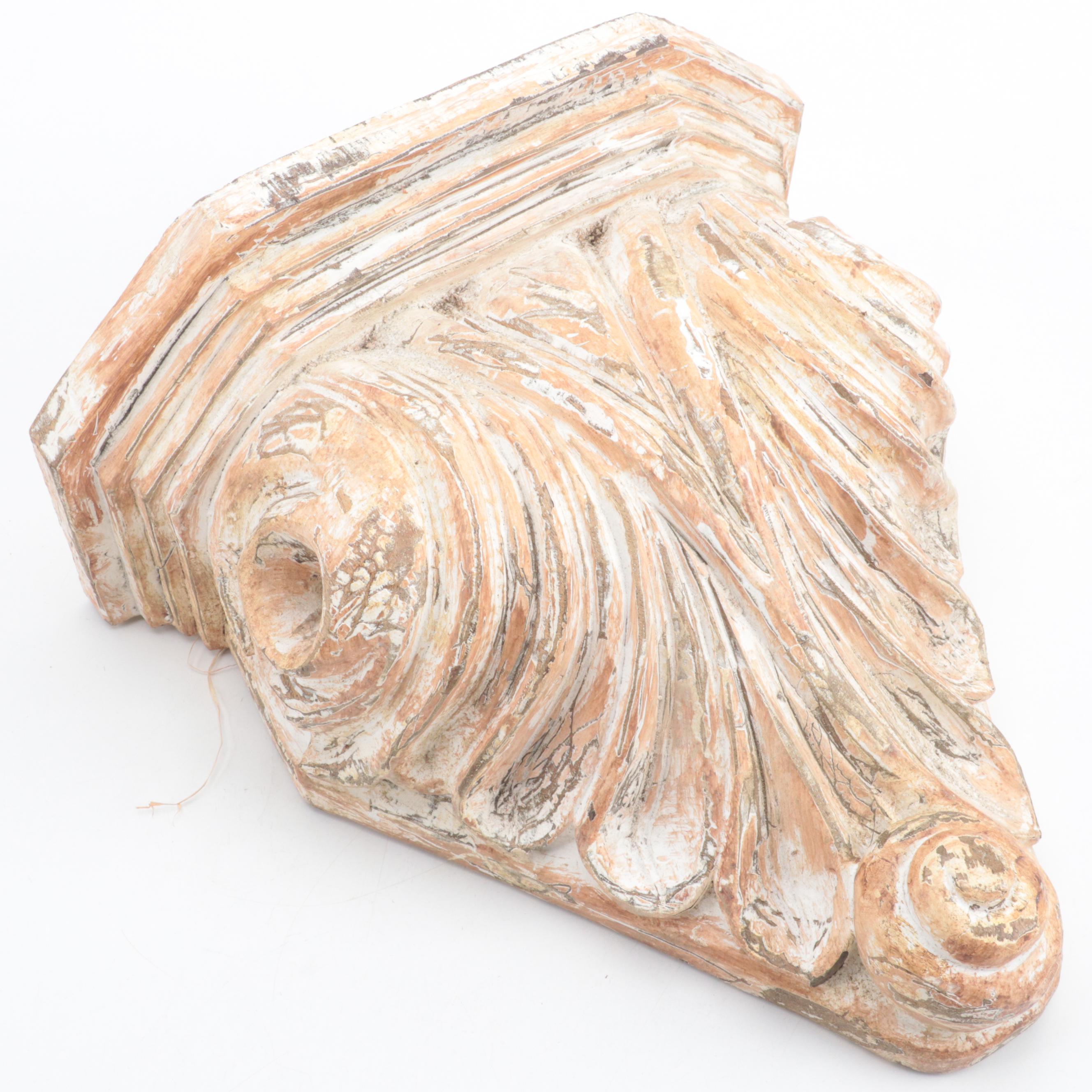 Philippines Spanish Colonial Style Painted Stonewood Wall Bracket