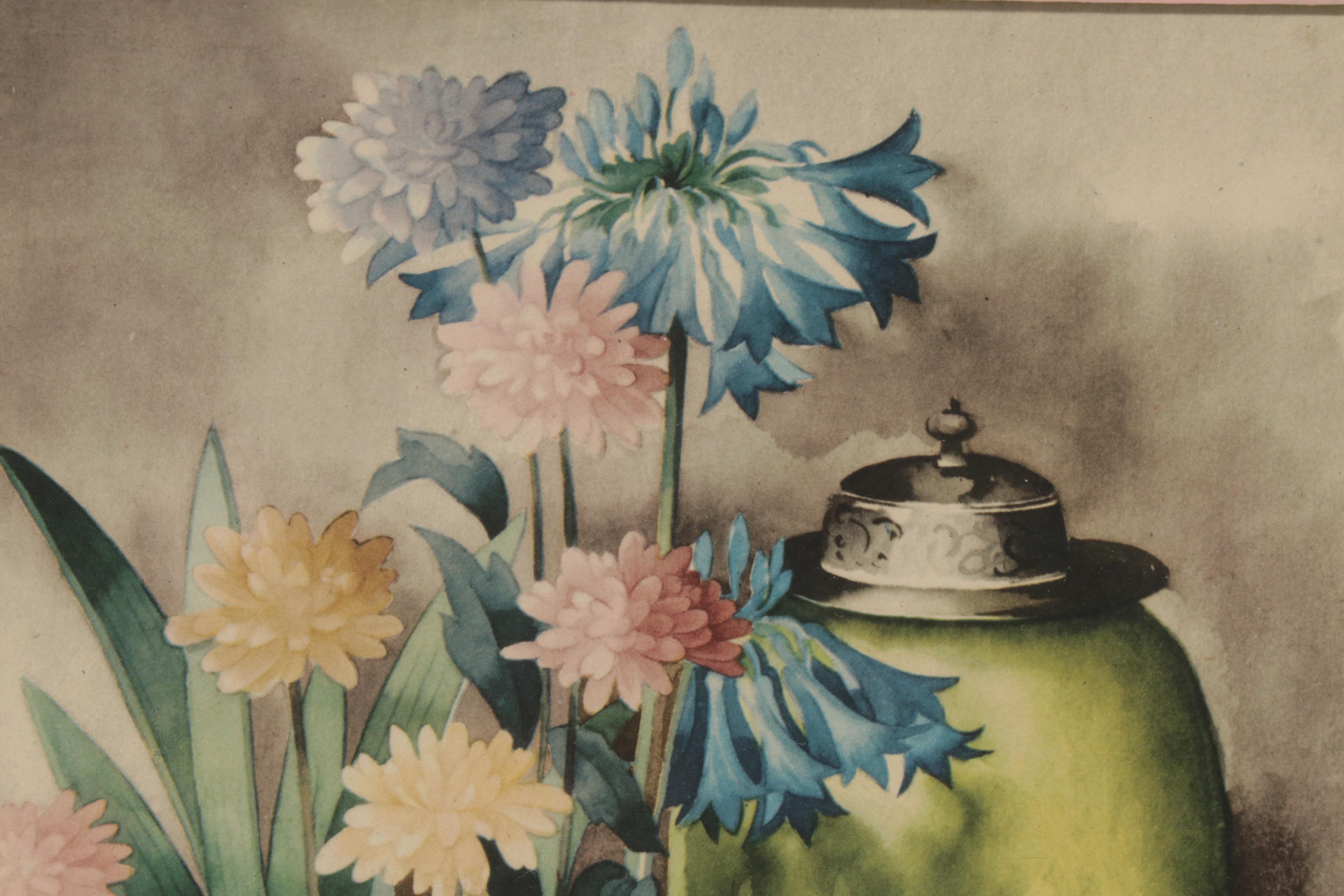 Offset Lithographs of Women and Floral Still Lifes, Circa 1965