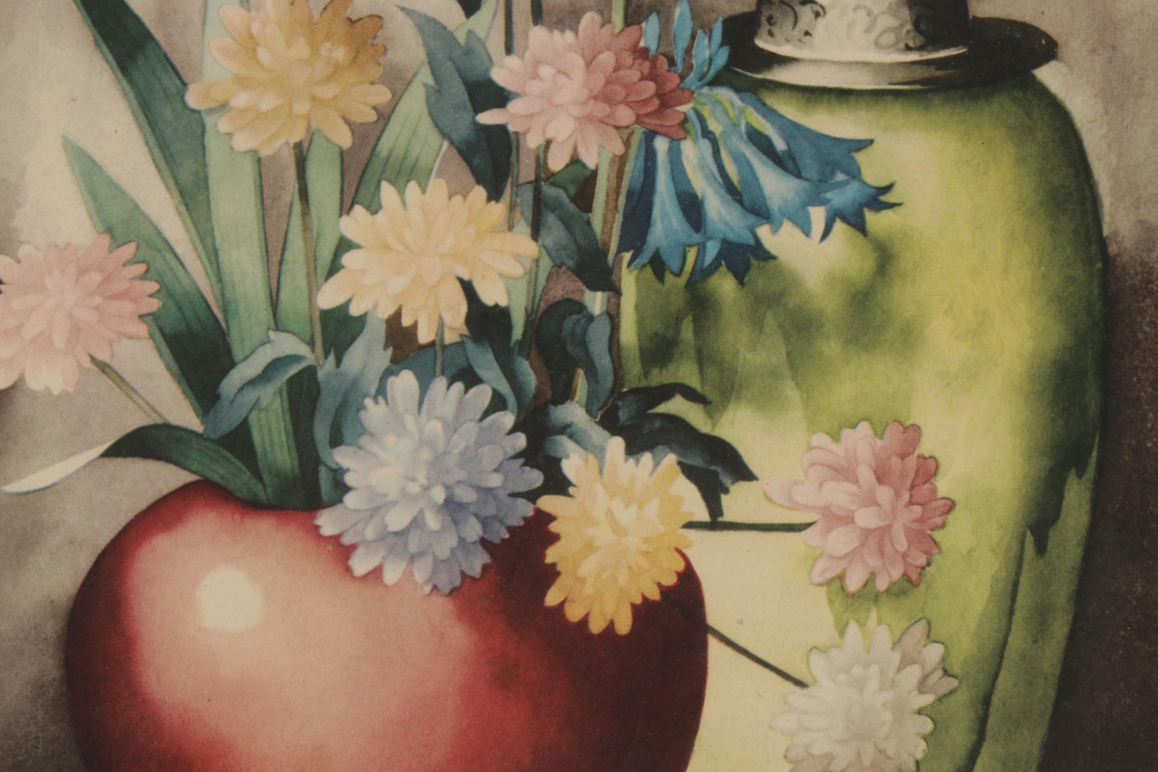 Offset Lithographs of Women and Floral Still Lifes, Circa 1965