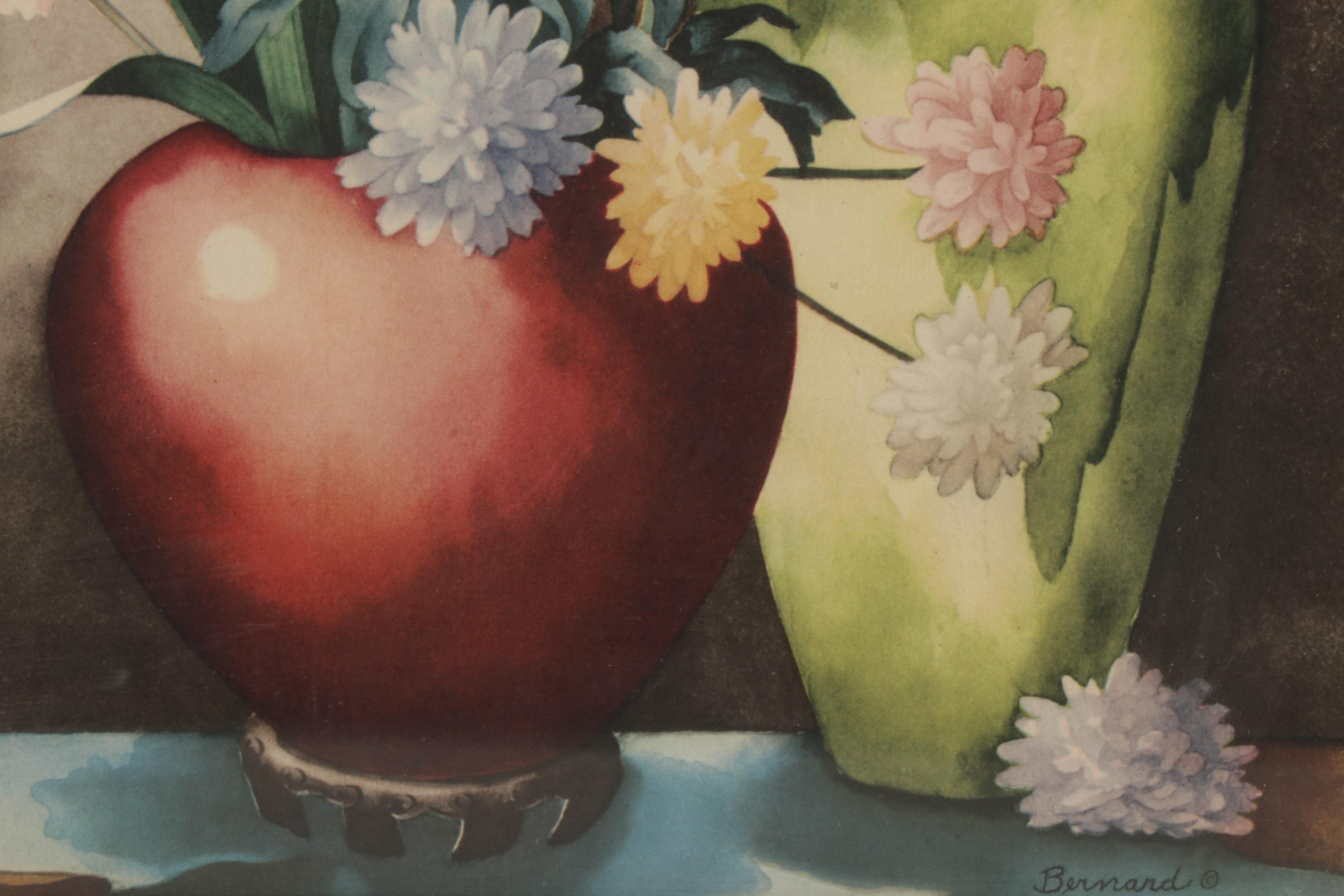 Offset Lithographs of Women and Floral Still Lifes, Circa 1965