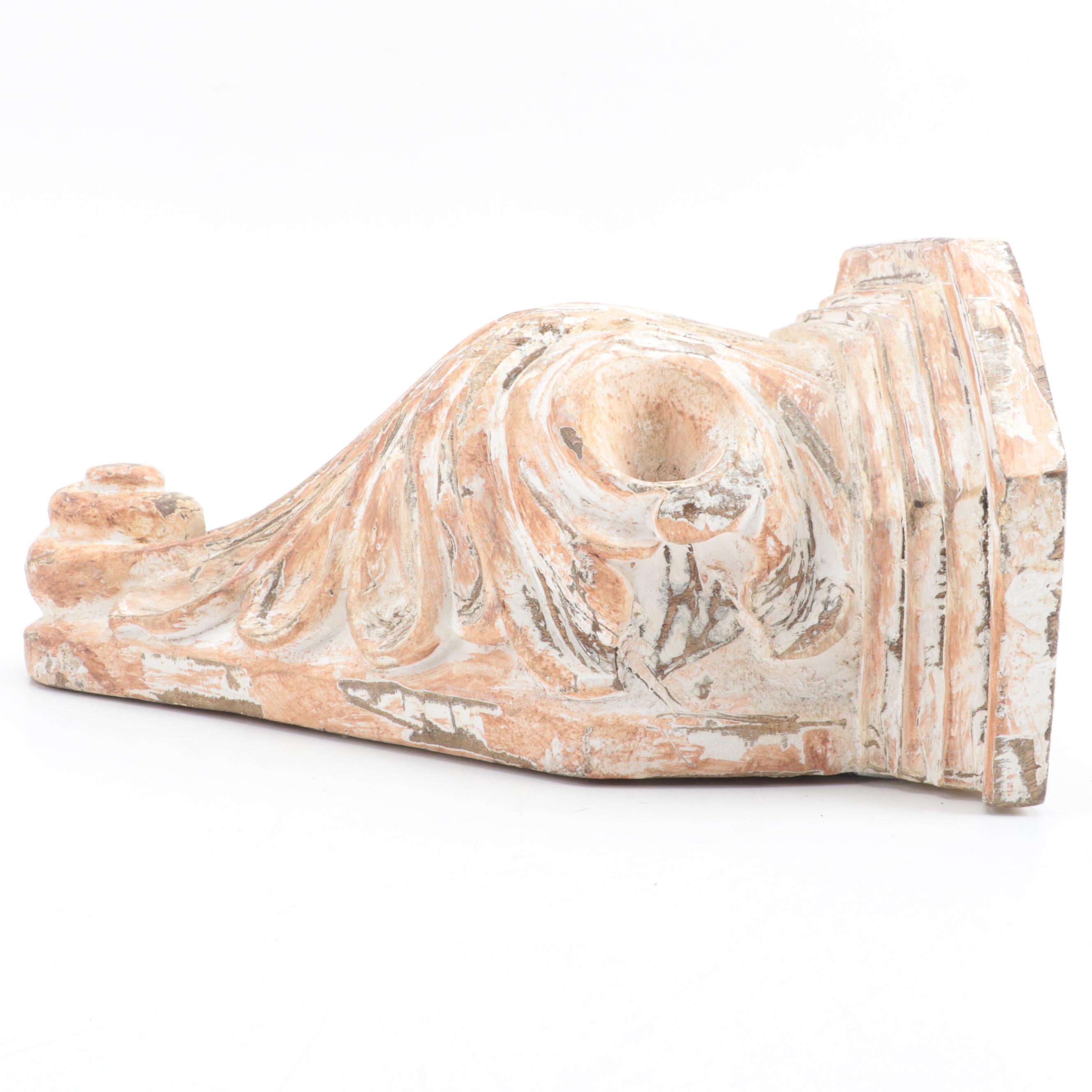 Philippines Spanish Colonial Style Painted Stonewood Wall Bracket