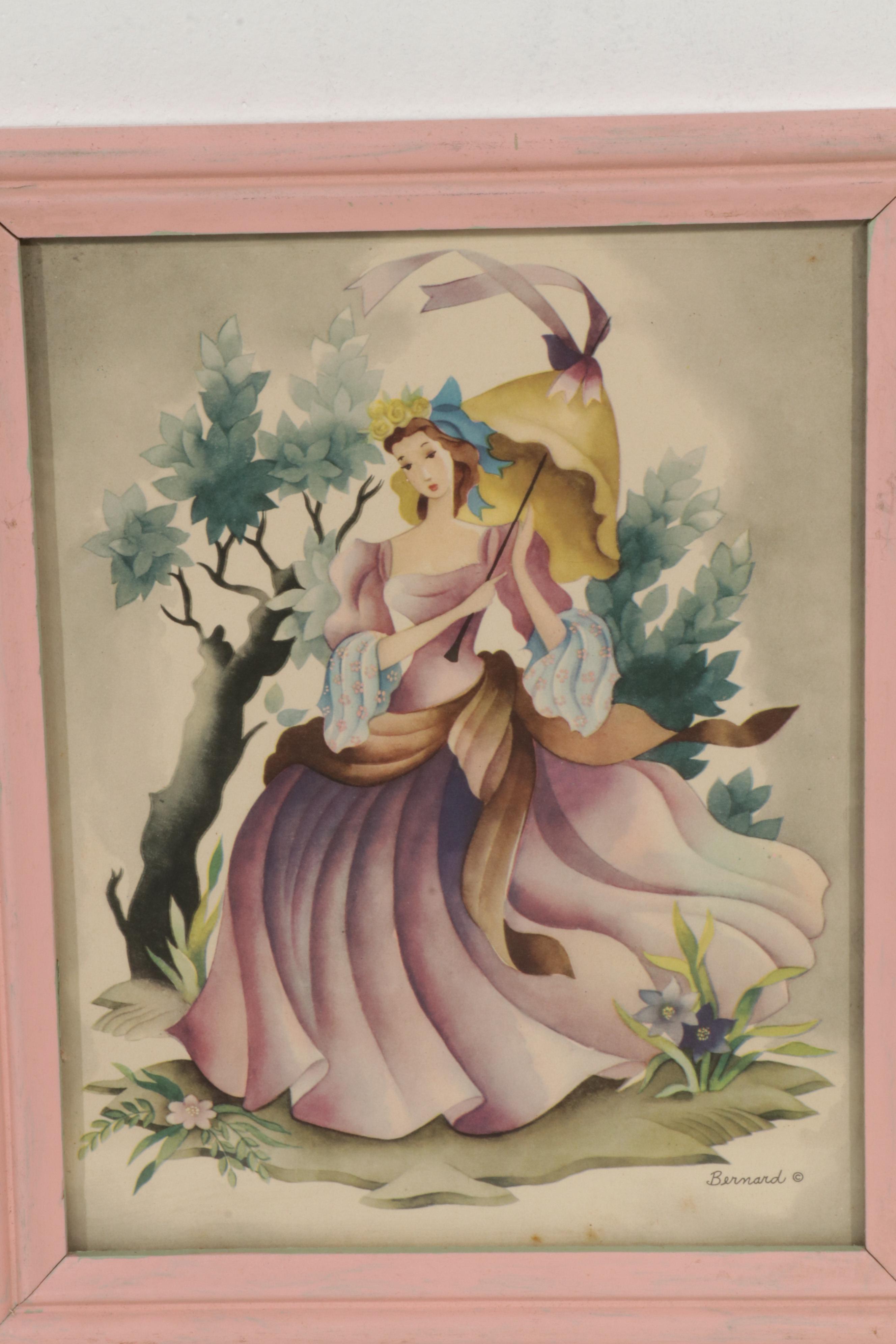 Offset Lithographs of Women and Floral Still Lifes, Circa 1965