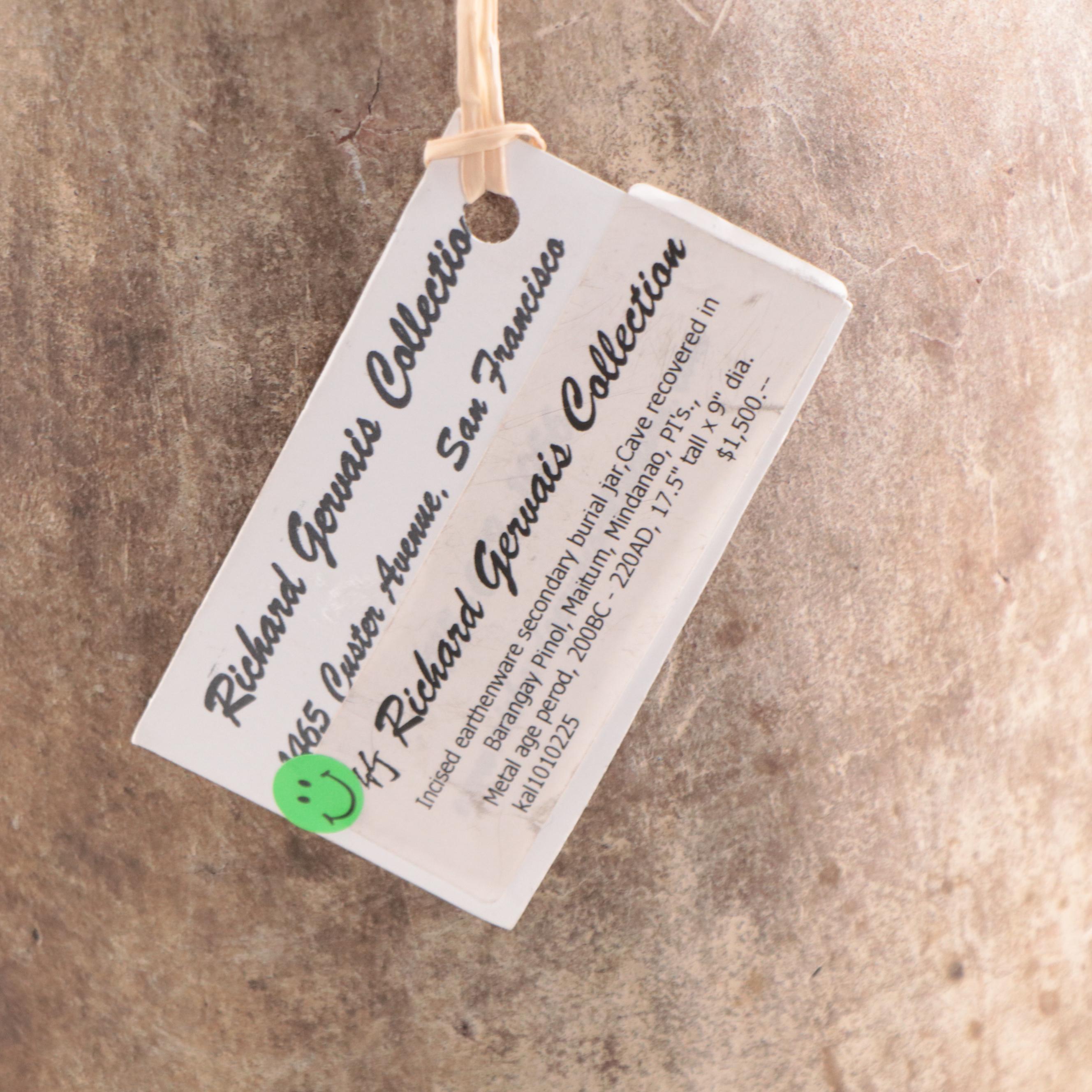 Philippines Maitum Incised Earthenware Secondary Burial Jar