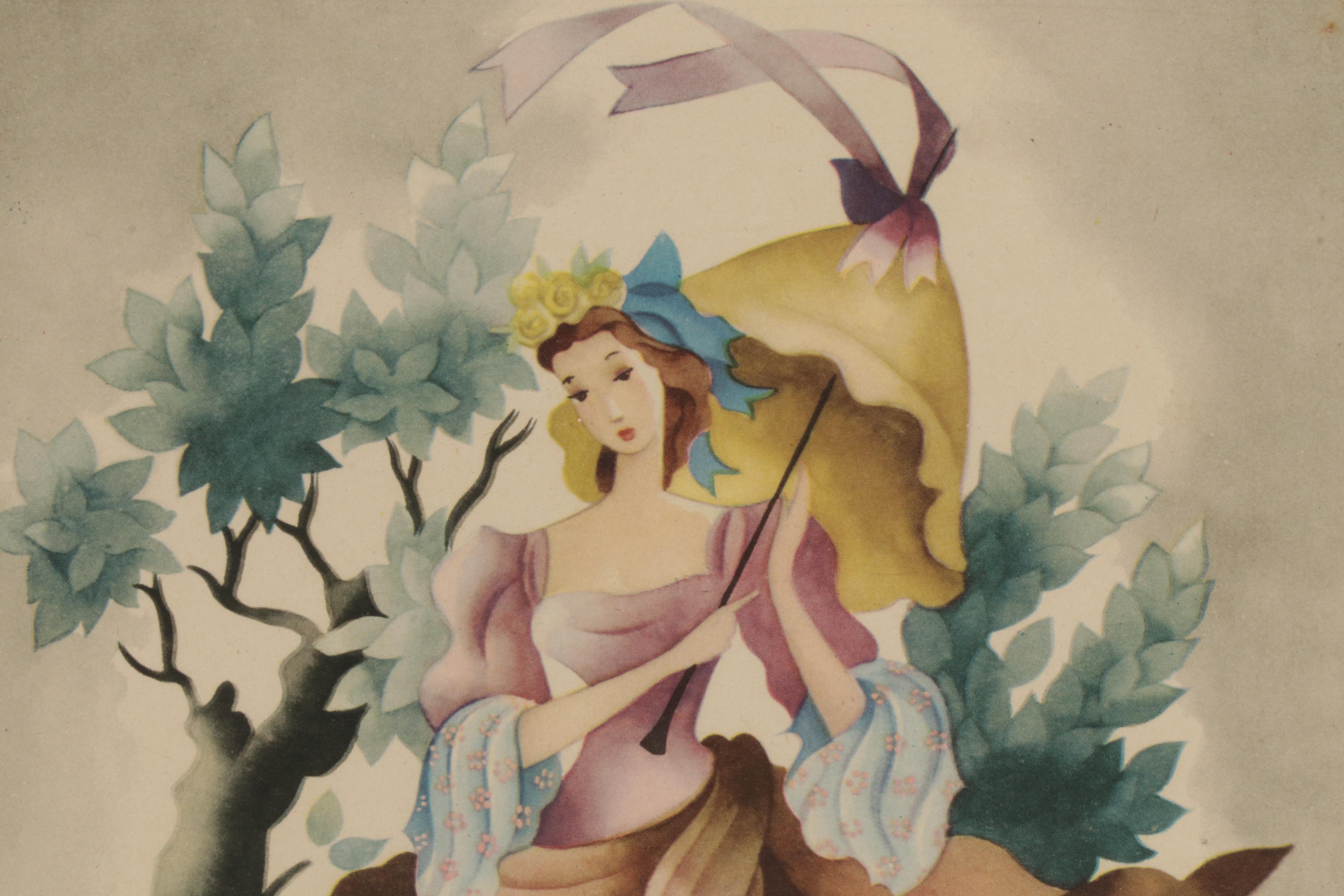 Offset Lithographs of Women and Floral Still Lifes, Circa 1965