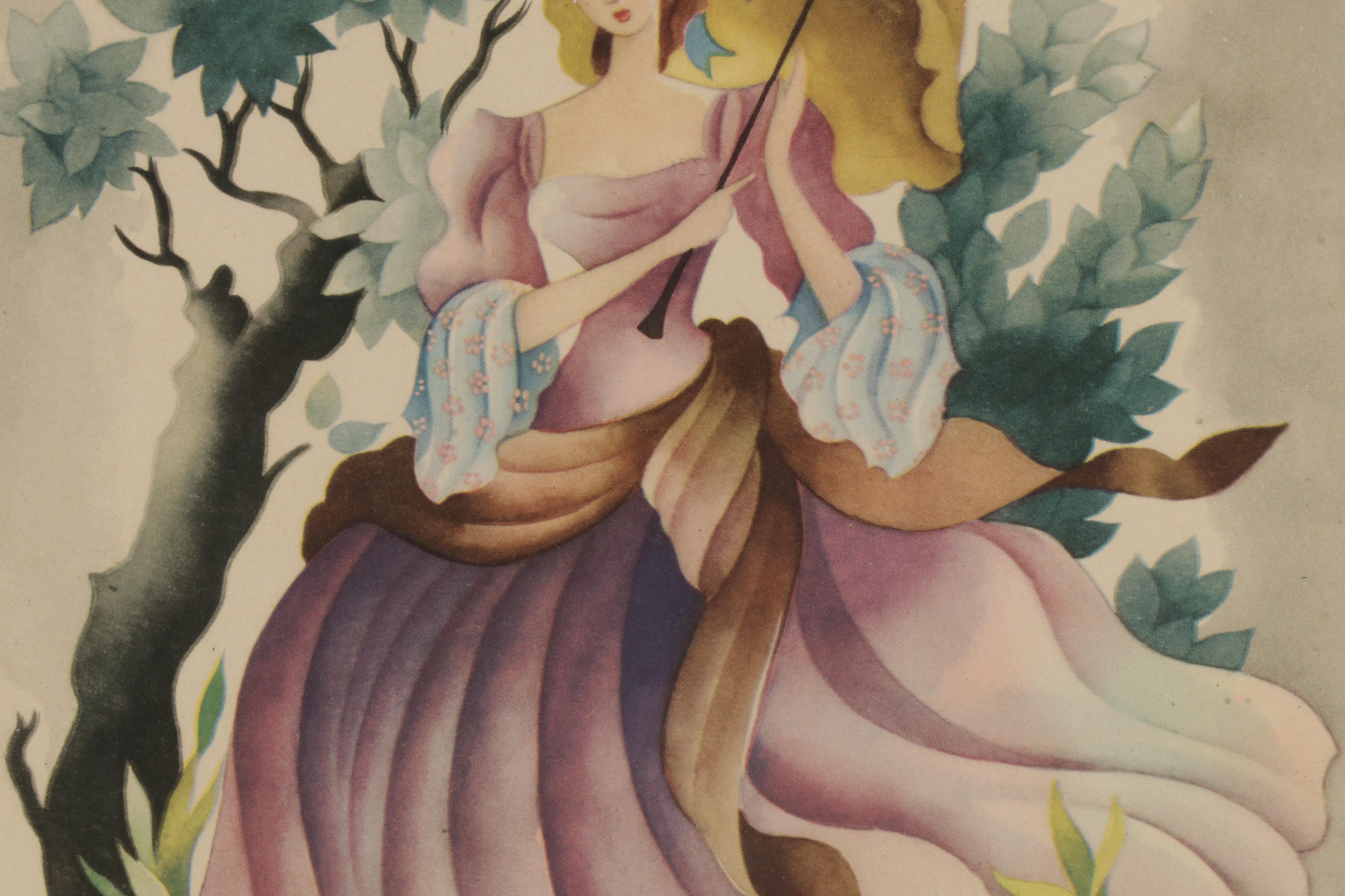 Offset Lithographs of Women and Floral Still Lifes, Circa 1965