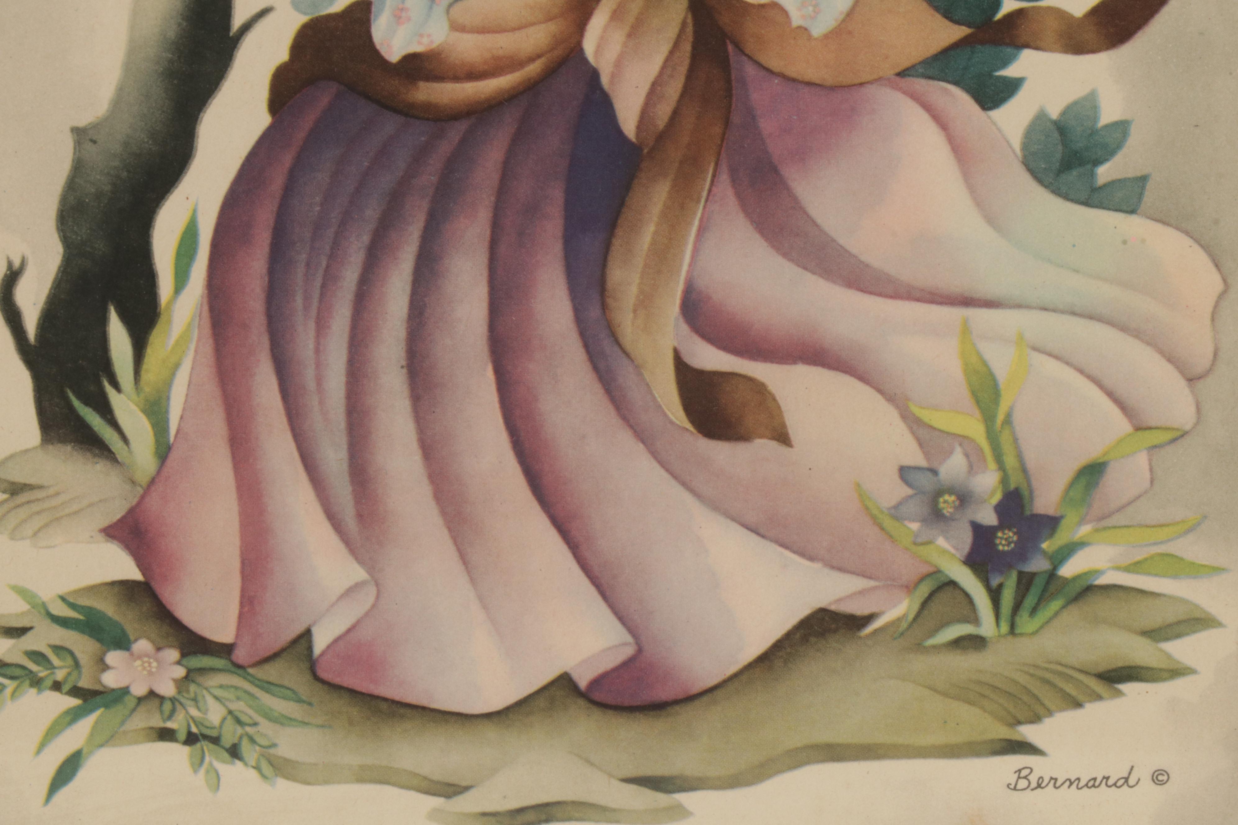 Offset Lithographs of Women and Floral Still Lifes, Circa 1965