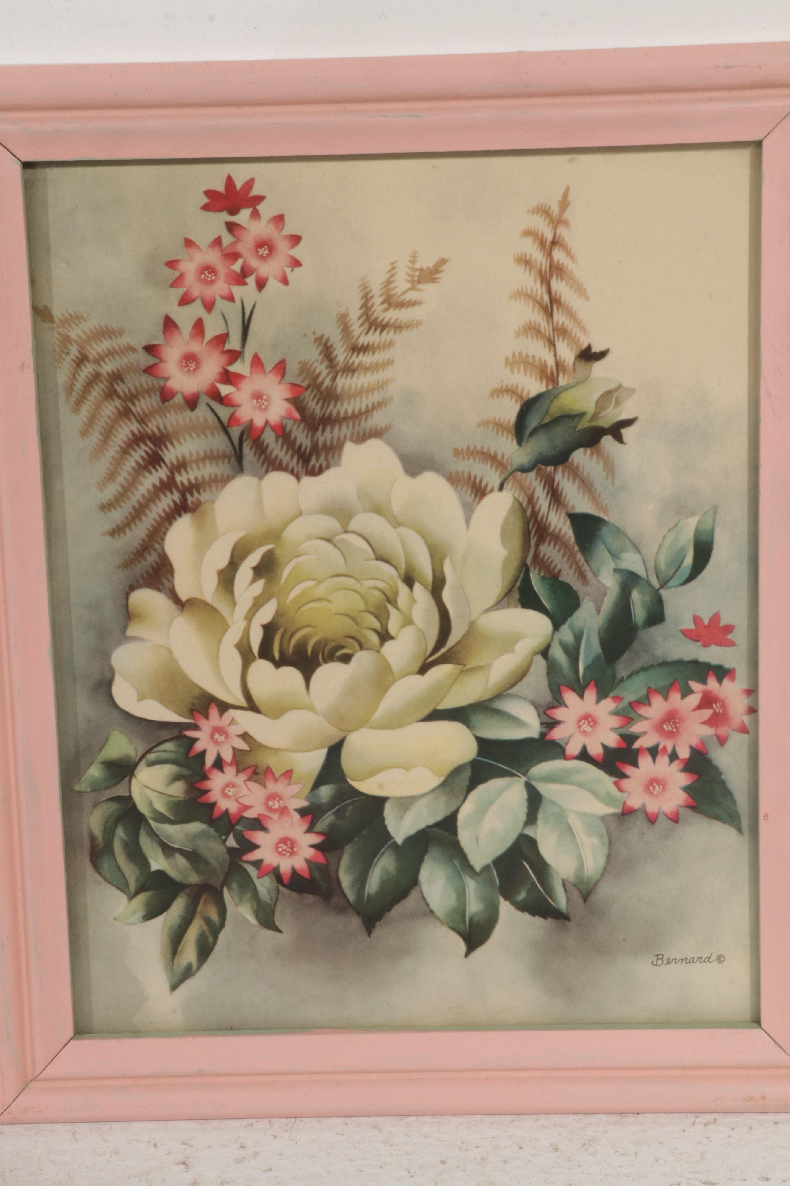 Offset Lithographs of Women and Floral Still Lifes, Circa 1965