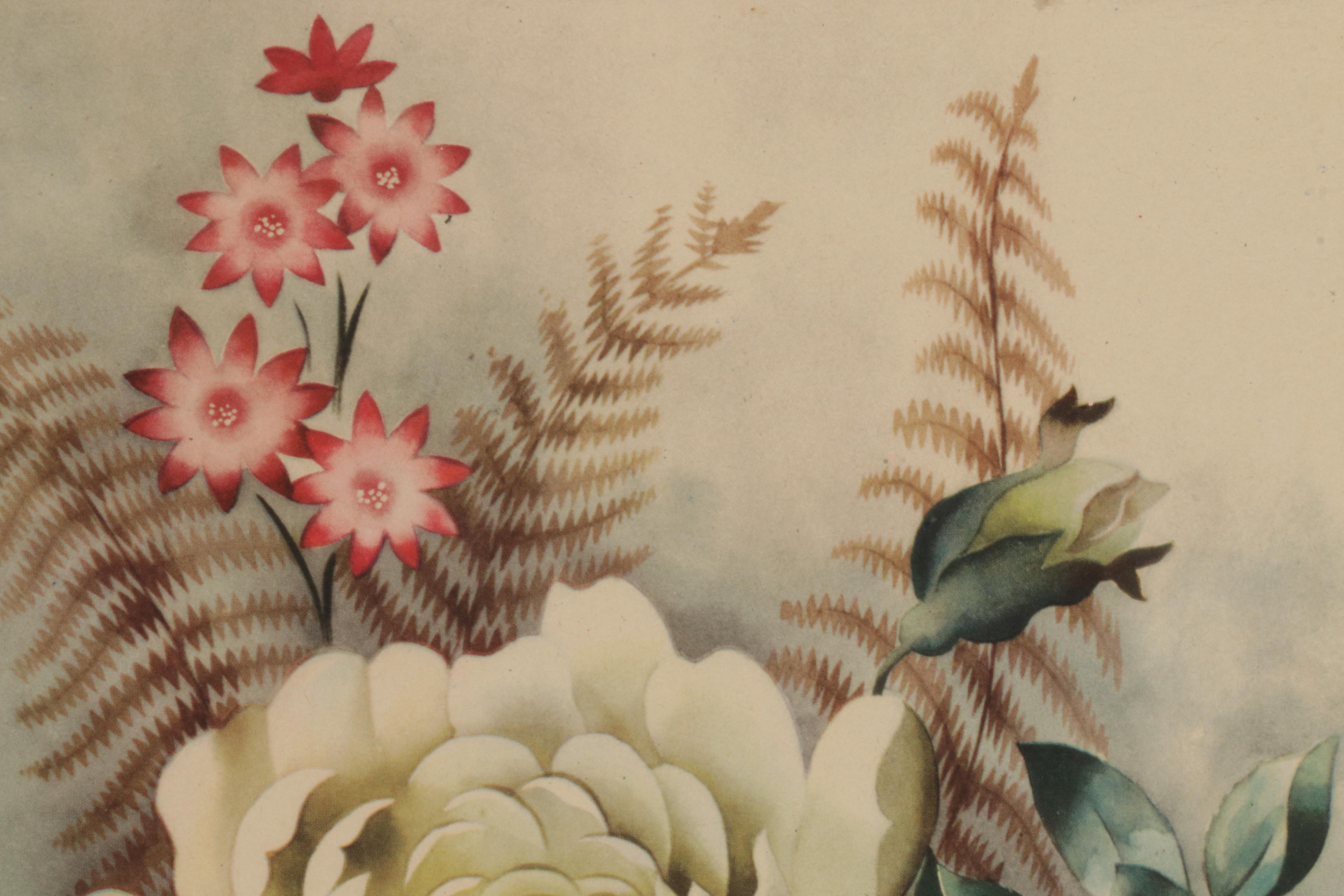 Offset Lithographs of Women and Floral Still Lifes, Circa 1965