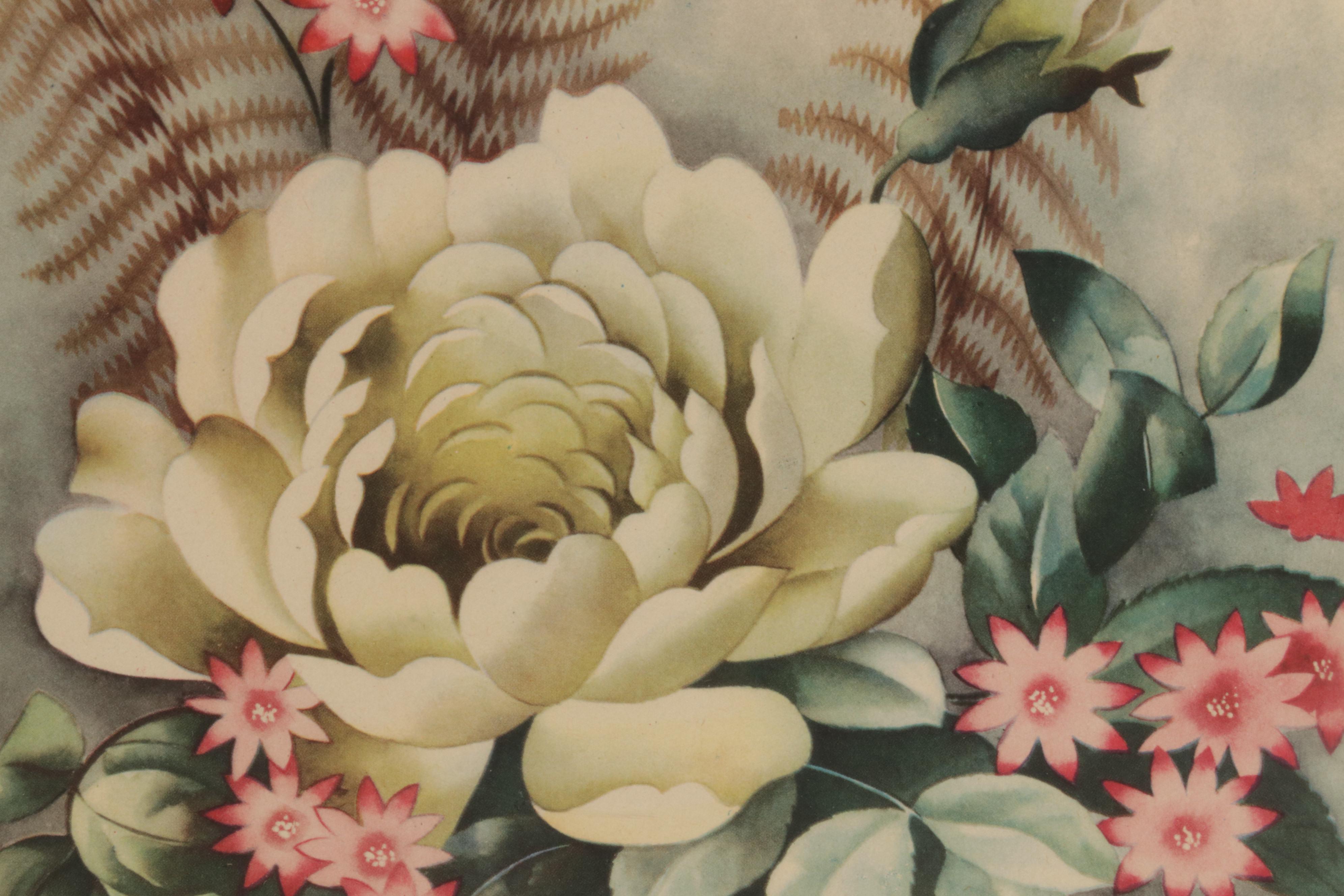 Offset Lithographs of Women and Floral Still Lifes, Circa 1965